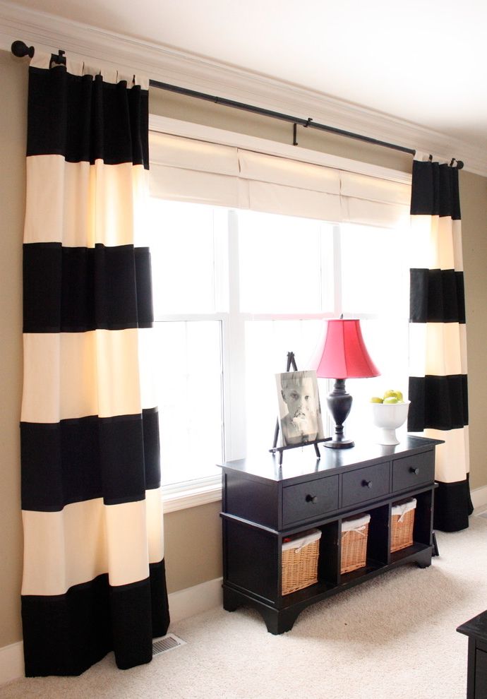 Cottage Chic Black White Living Room Curtain (View 4 of 6)