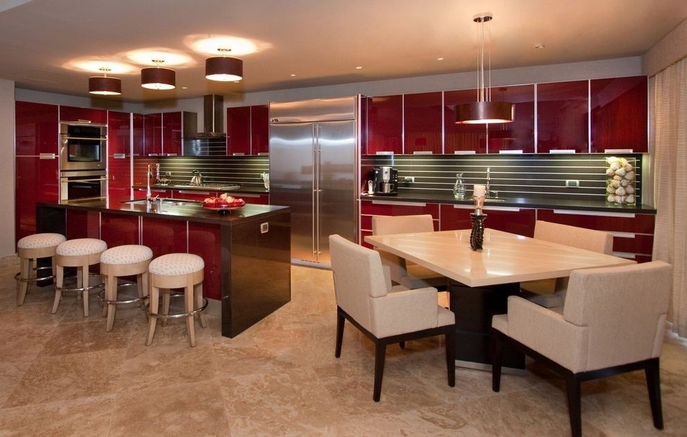 Red Contemporary Kitchen Cabinet Color (View 10 of 13)