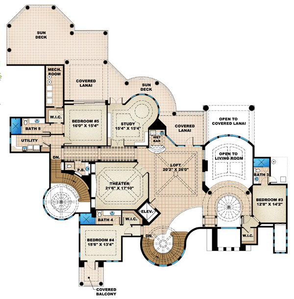 Second Floor Of Florida Mediterranean House Plans (View 1 of 10)