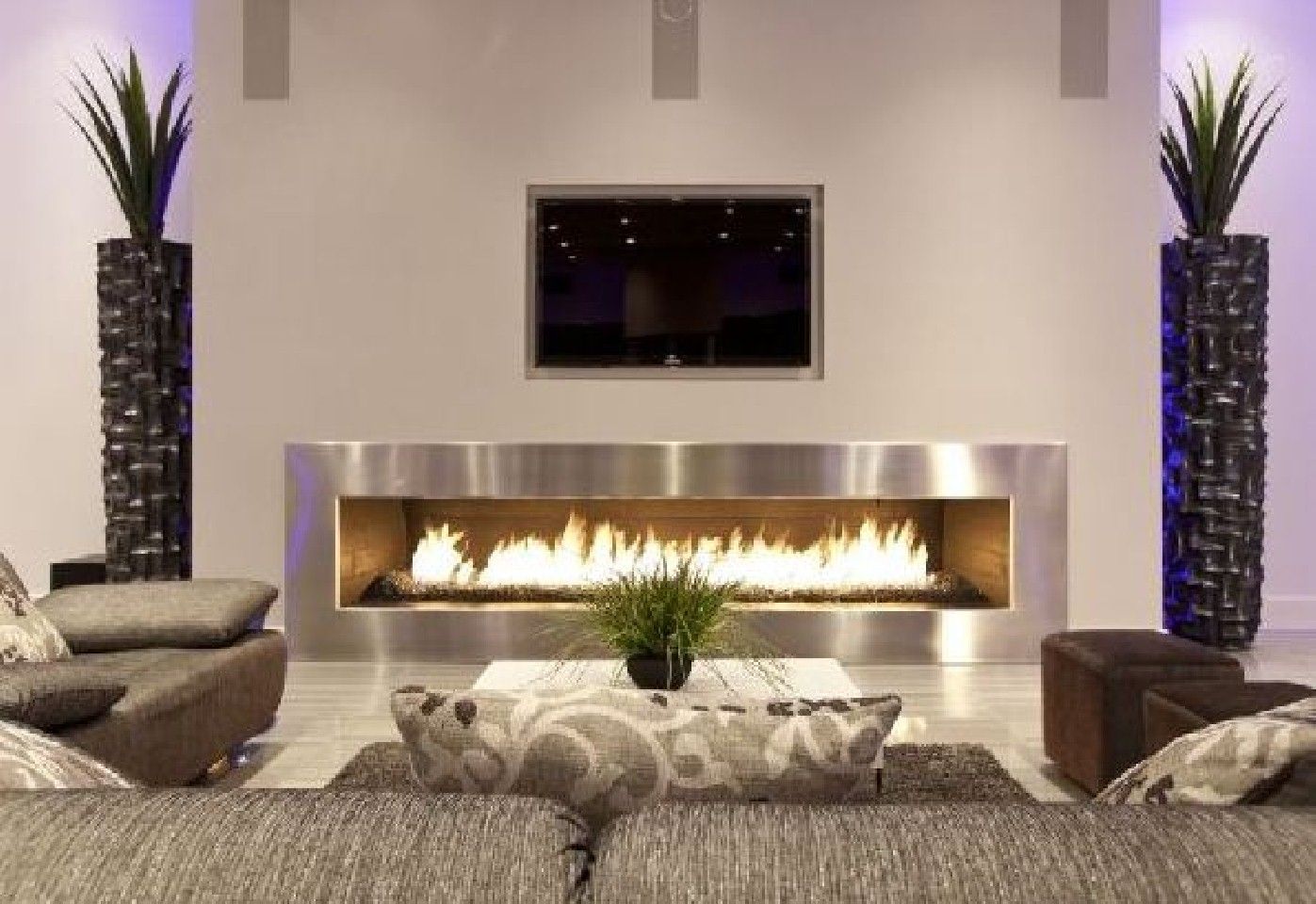 Featured Photo of Contemporary European Living Room with Modern Fireplace