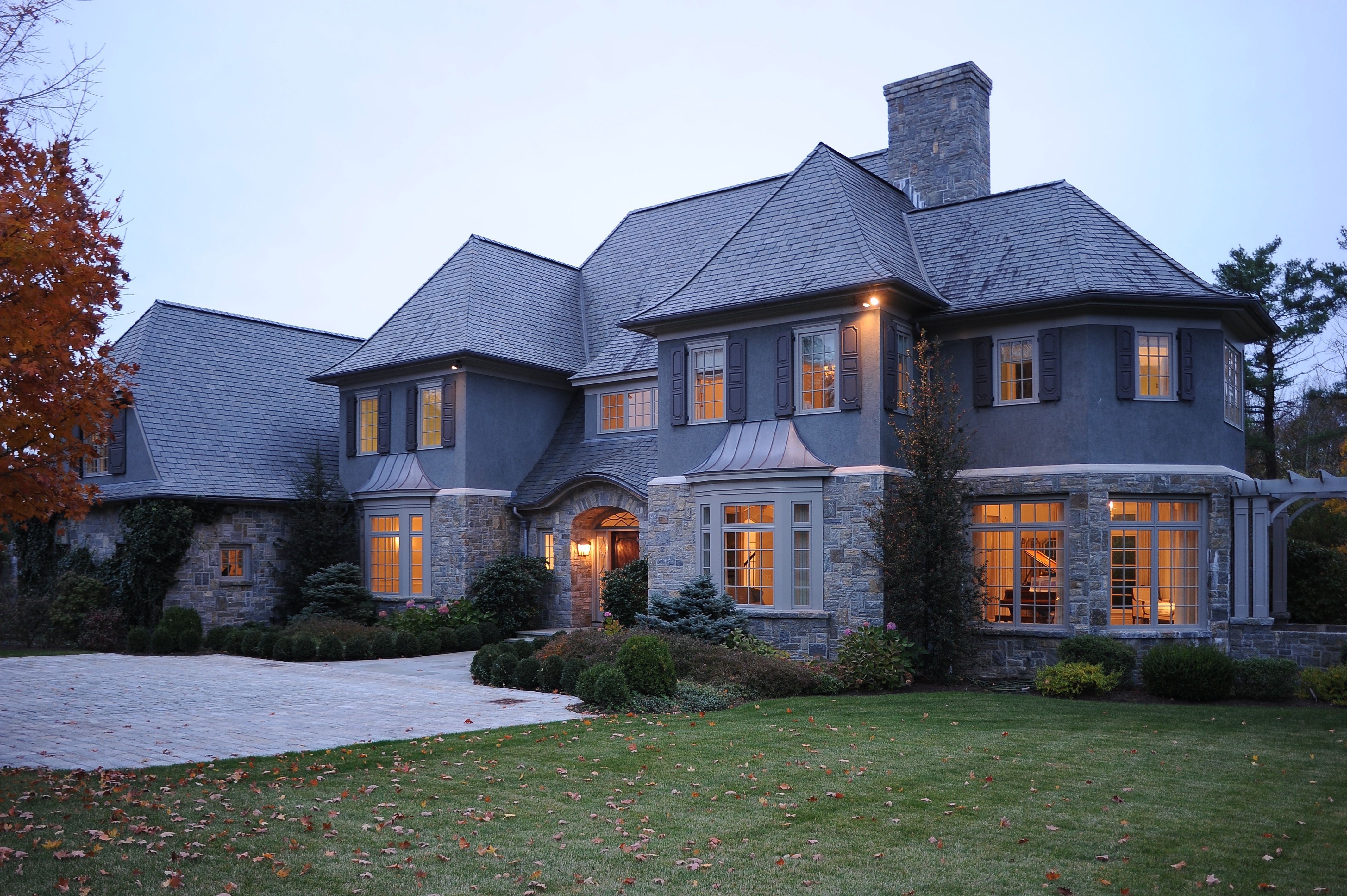 Gray French Country Exterior  (Image 16 of 23)