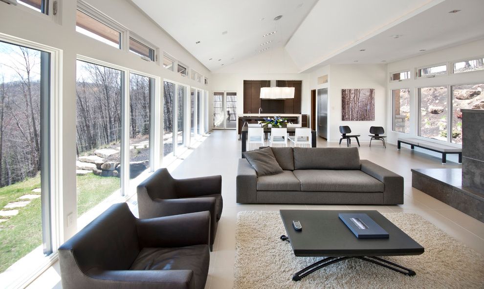 modern living room open windows