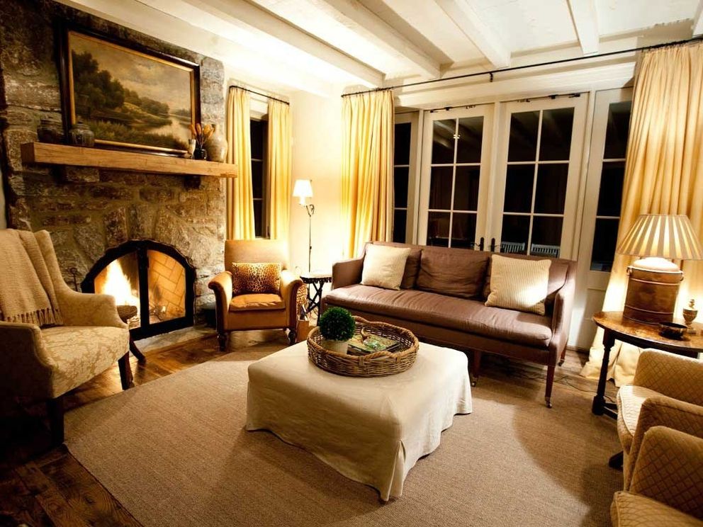 Traditional American Living Room with Fireplace