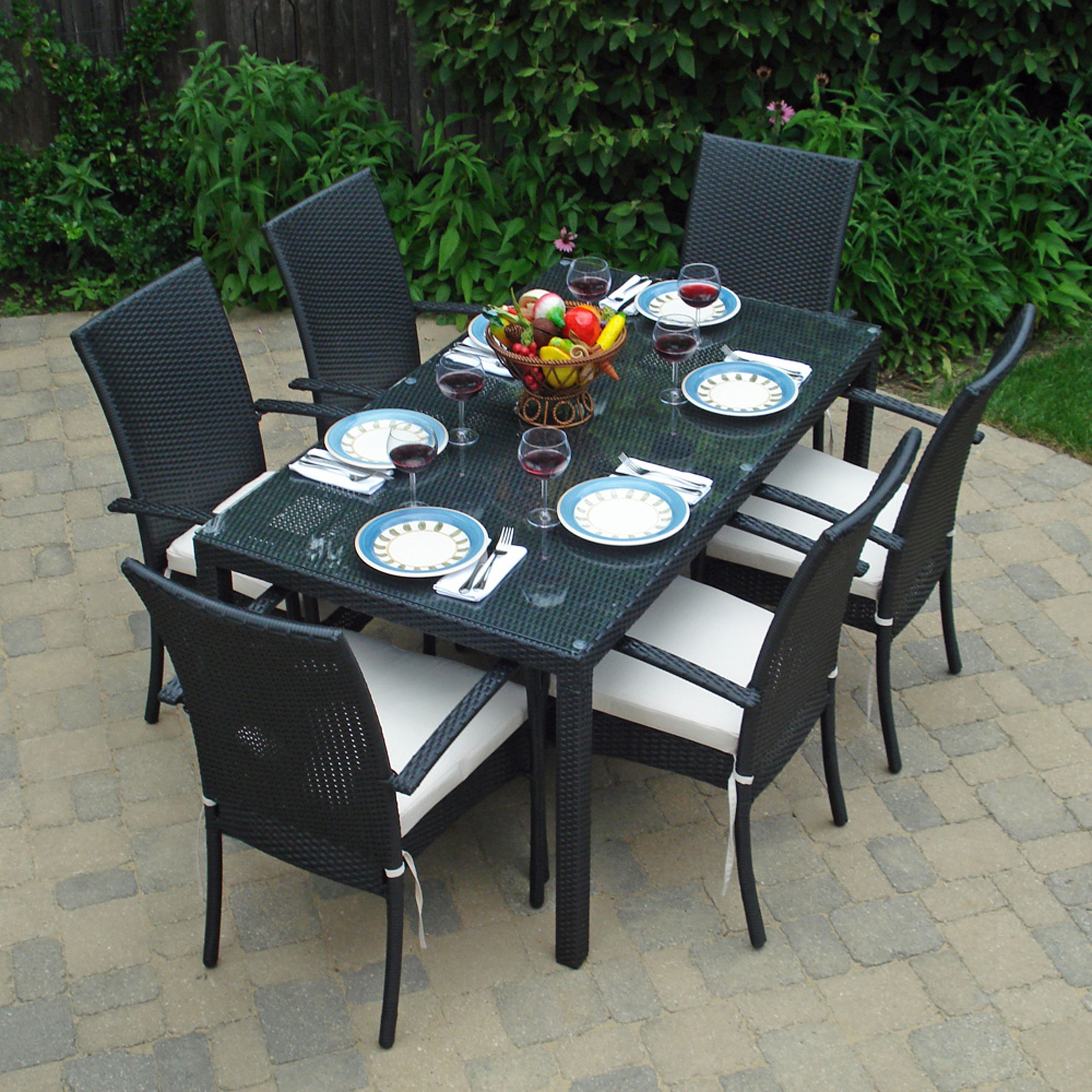Impressing Modern Outdoor Furniture Design Idea With Rectangular Black Dining Table And Black Chairs Attractive Modern Outdoor Furniture Design Ideas (View 26 of 28)