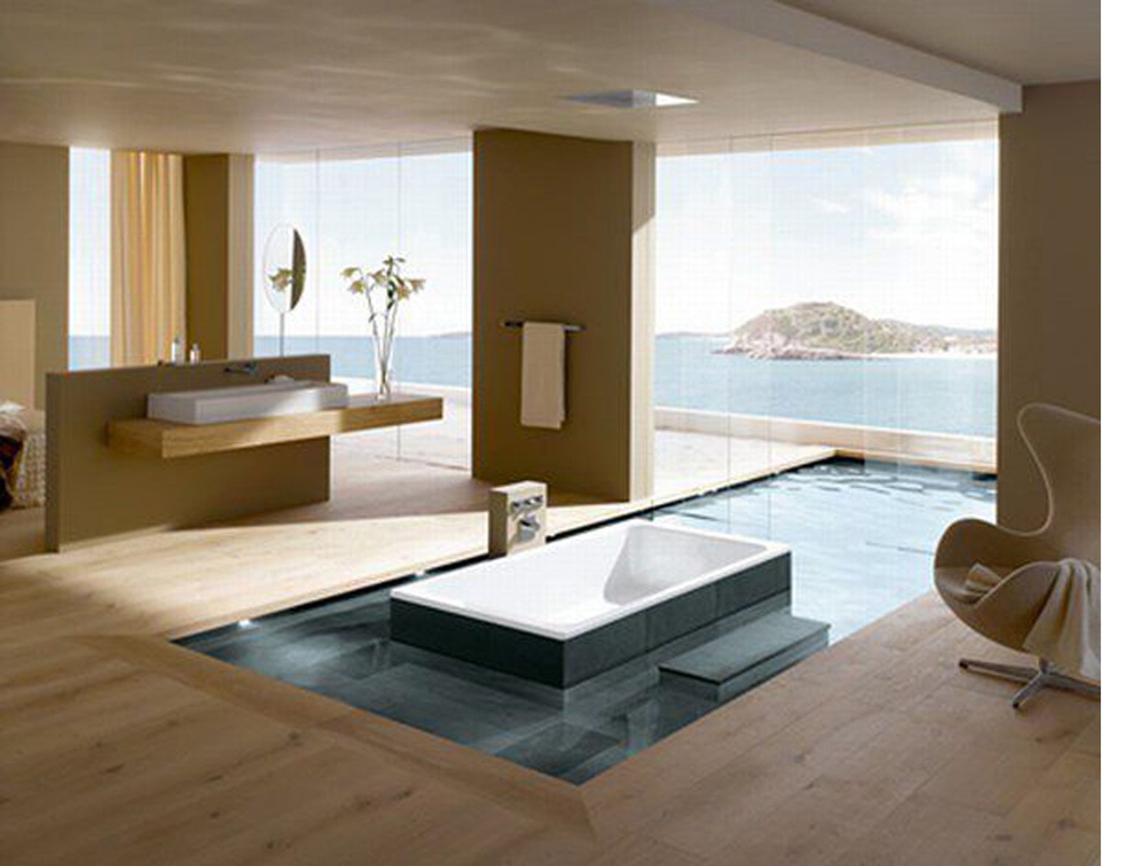Luxury Bathroom Design Style With Jacuzzi Ideas And Wooden Deck Also With Great Freestand Whirlpools Stunning Bathrooms With Jacuzzi Design (View 28 of 123)