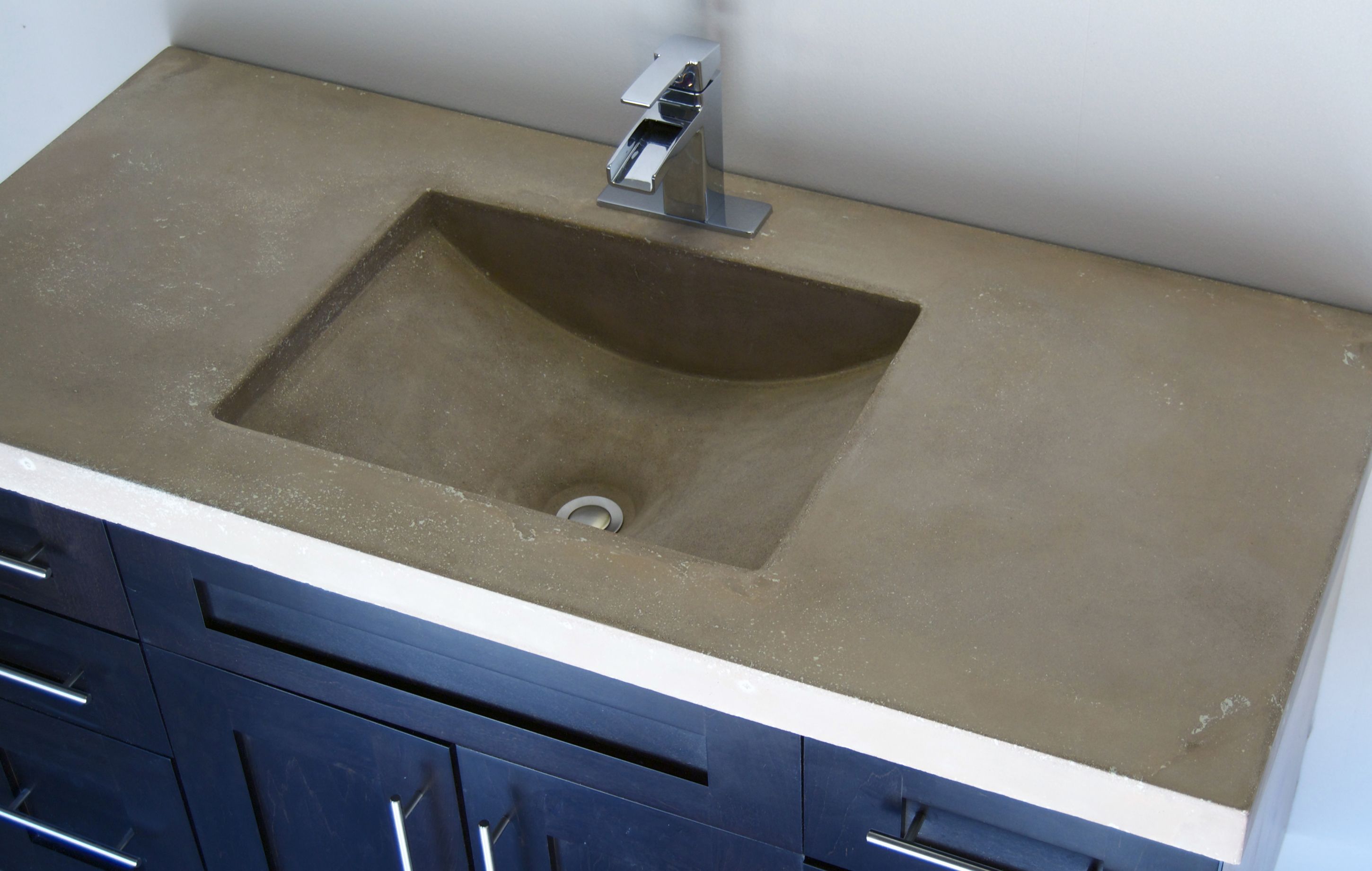 Luxury Brown Bathroom Sink Design Idea With Silver Faucet And Dark Blue Vanity Trendy Bathroom Sink Design Ideas (View 34 of 123)
