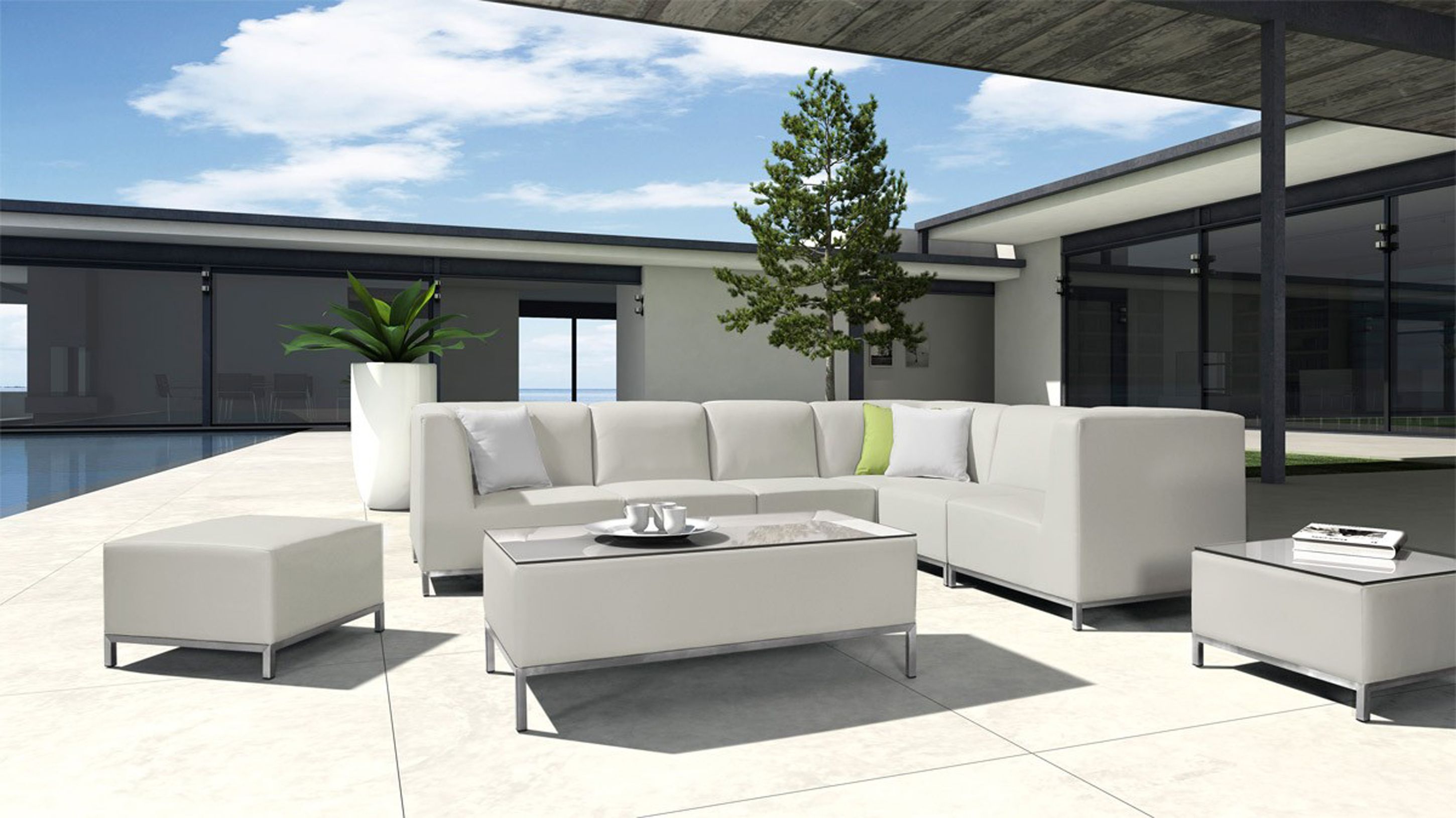 Luxury Modern Resin Wicker Outdoor Idea With White Coffee Table With Glass Top And White Sofa Stylish Modern Resin Wicker Outdoor Ideas (View 121 of 123)