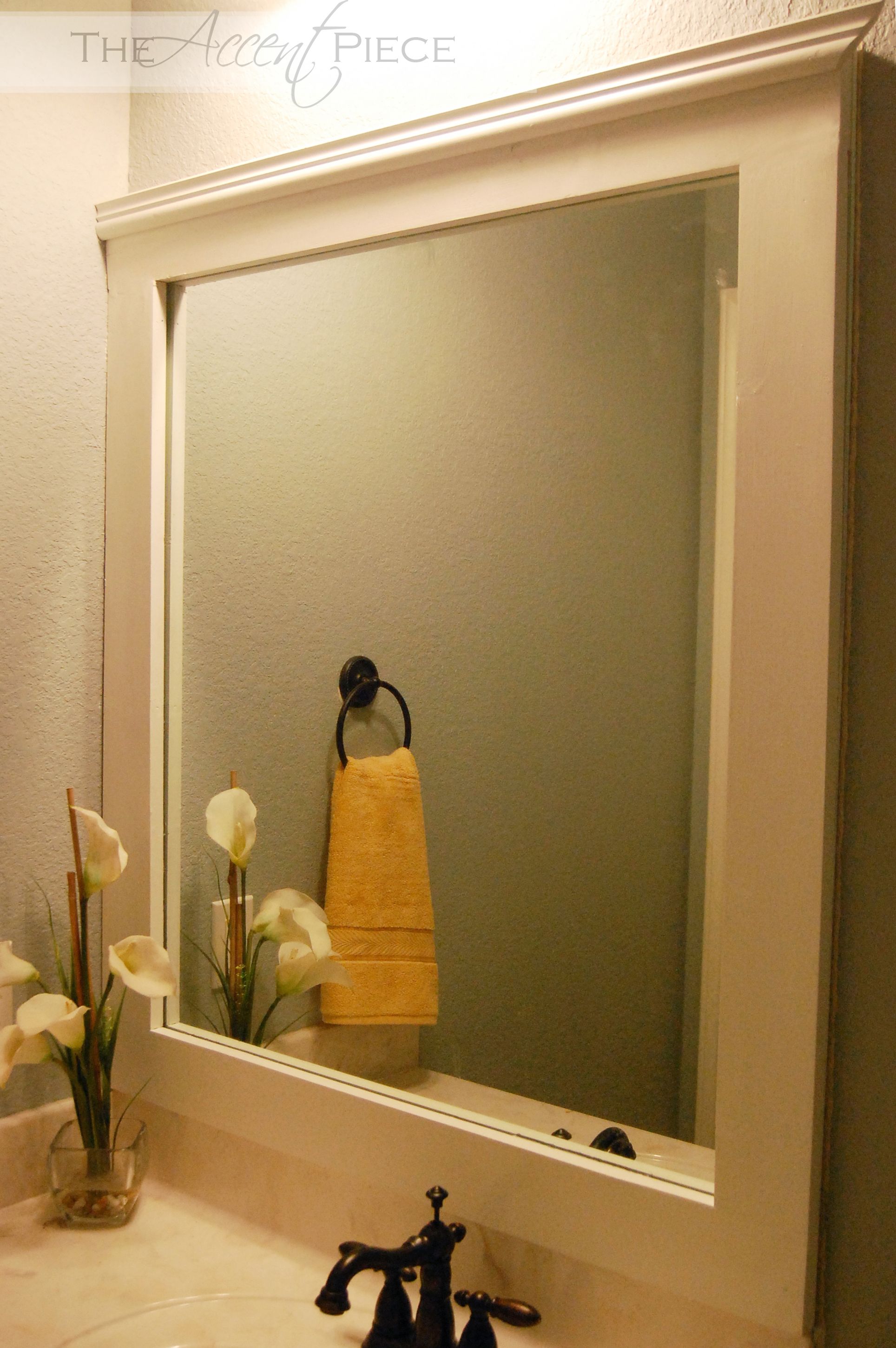 Romantic Mirror Design Bathroom Idea With White Frame And White Flowers Luxury Mirror Design Bathroom Ideas (View 32 of 39)