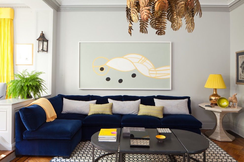 2017 Contemporary L Shaped Blue Sofa For Cozy Living Room (View 3 of 25)