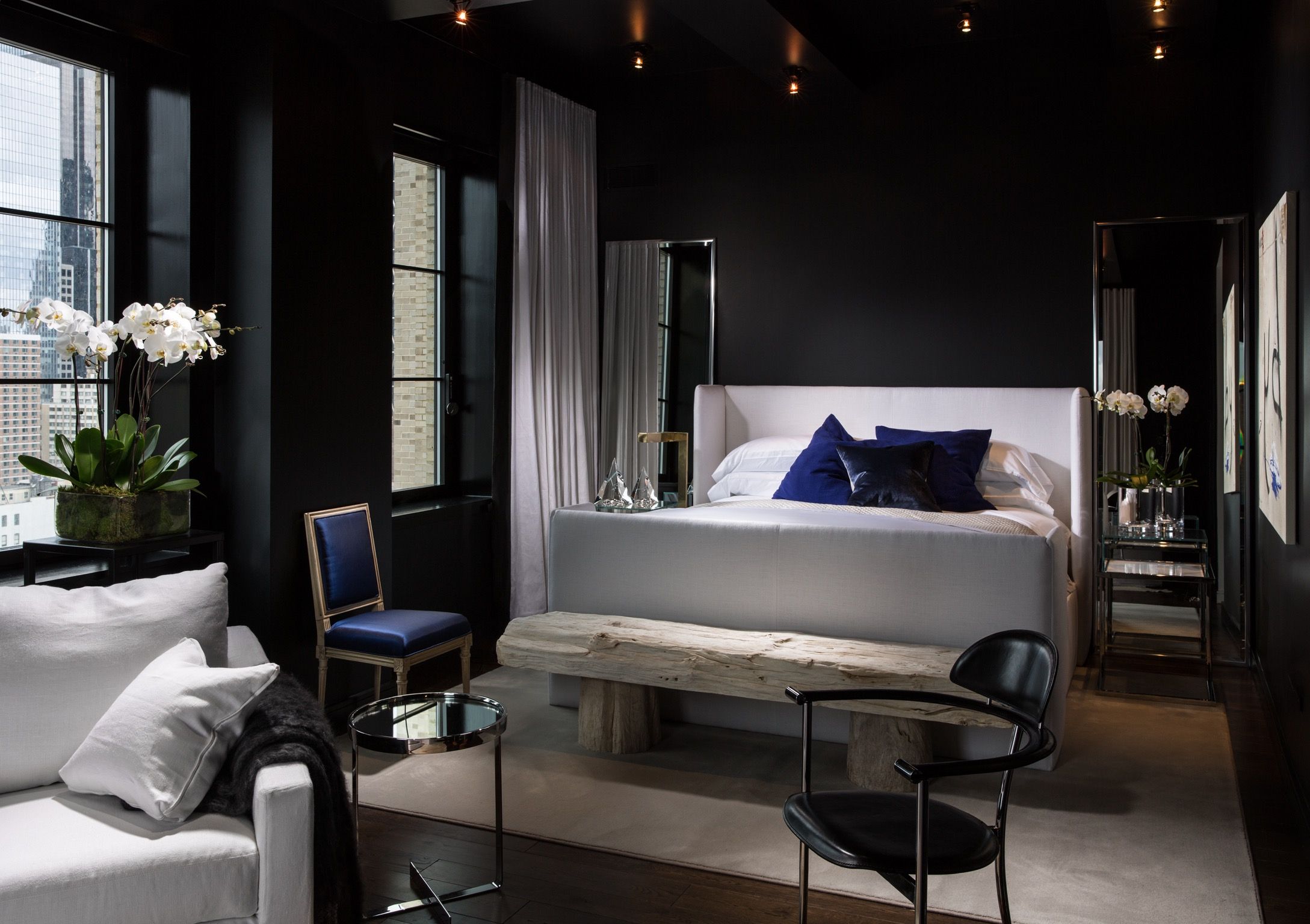 Black Transitional Apartment Bedroom In Gothic Nuance (View 5 of 11)
