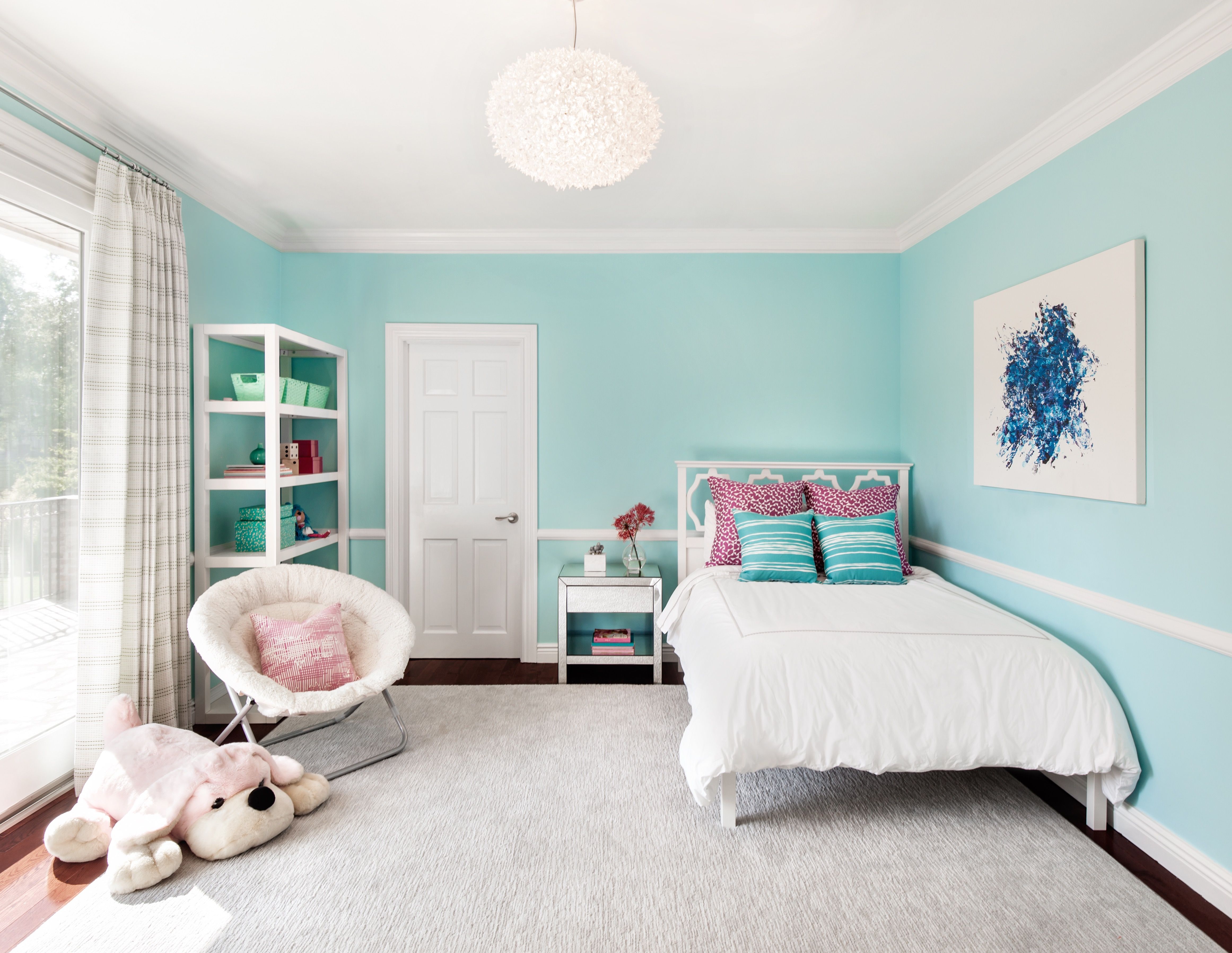Cute And Cozy Teenage Girls Bedroom With Blue Wall Color And Doll (View 30 of 30)