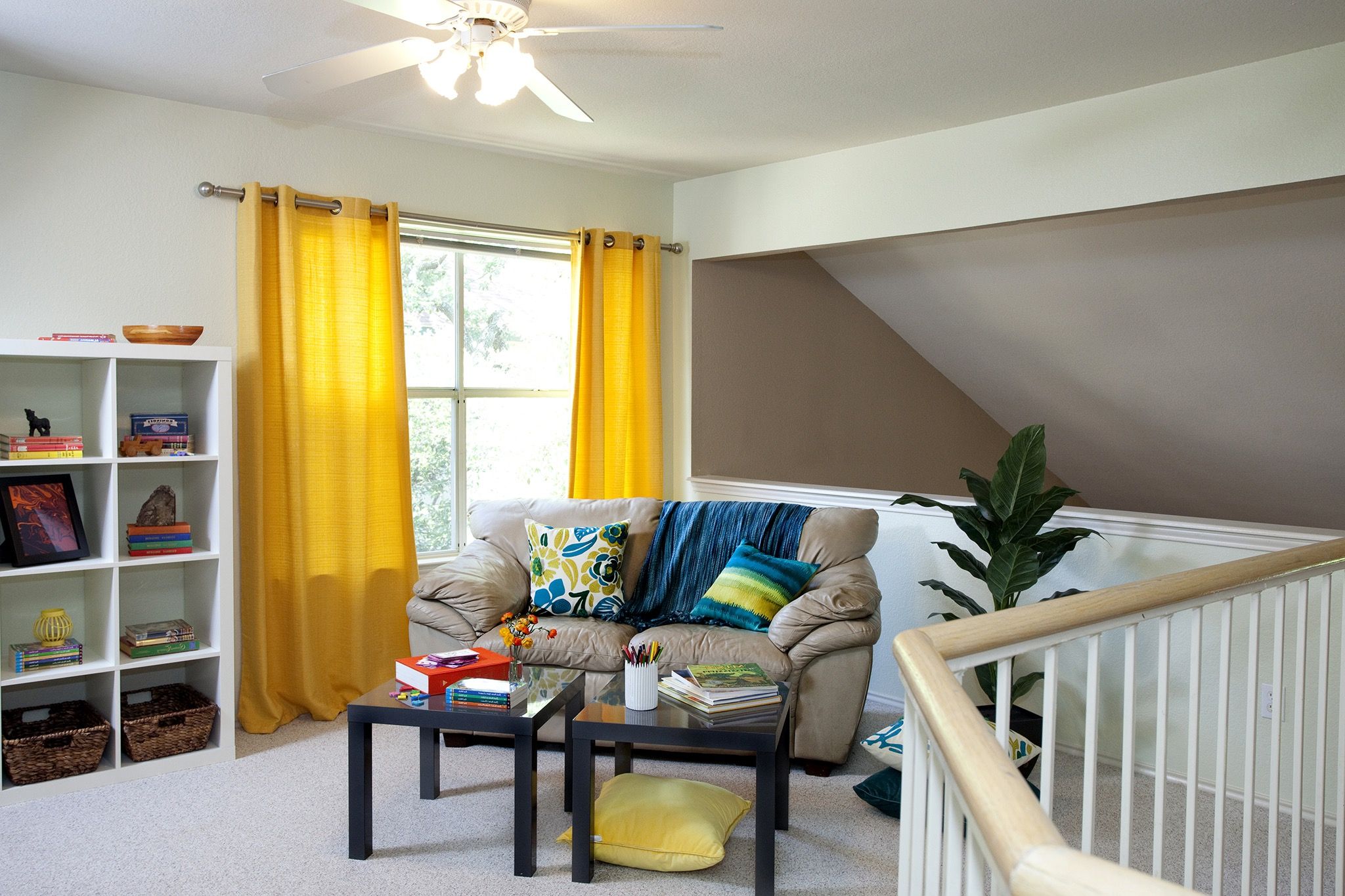 Family Room With Bright Yellow Curtains (View 21 of 25)