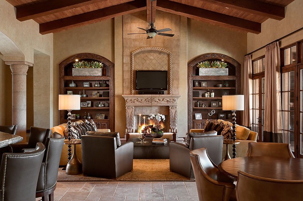 Gorgeous European Living Room With Fireplace (View 12 of 33)