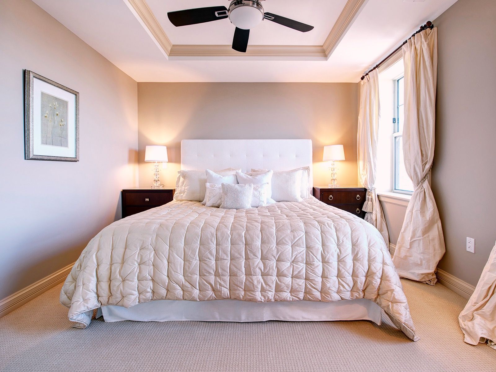 Soft Neutral Contemporary Bedroom With Tray Ceiling (View 23 of 32)