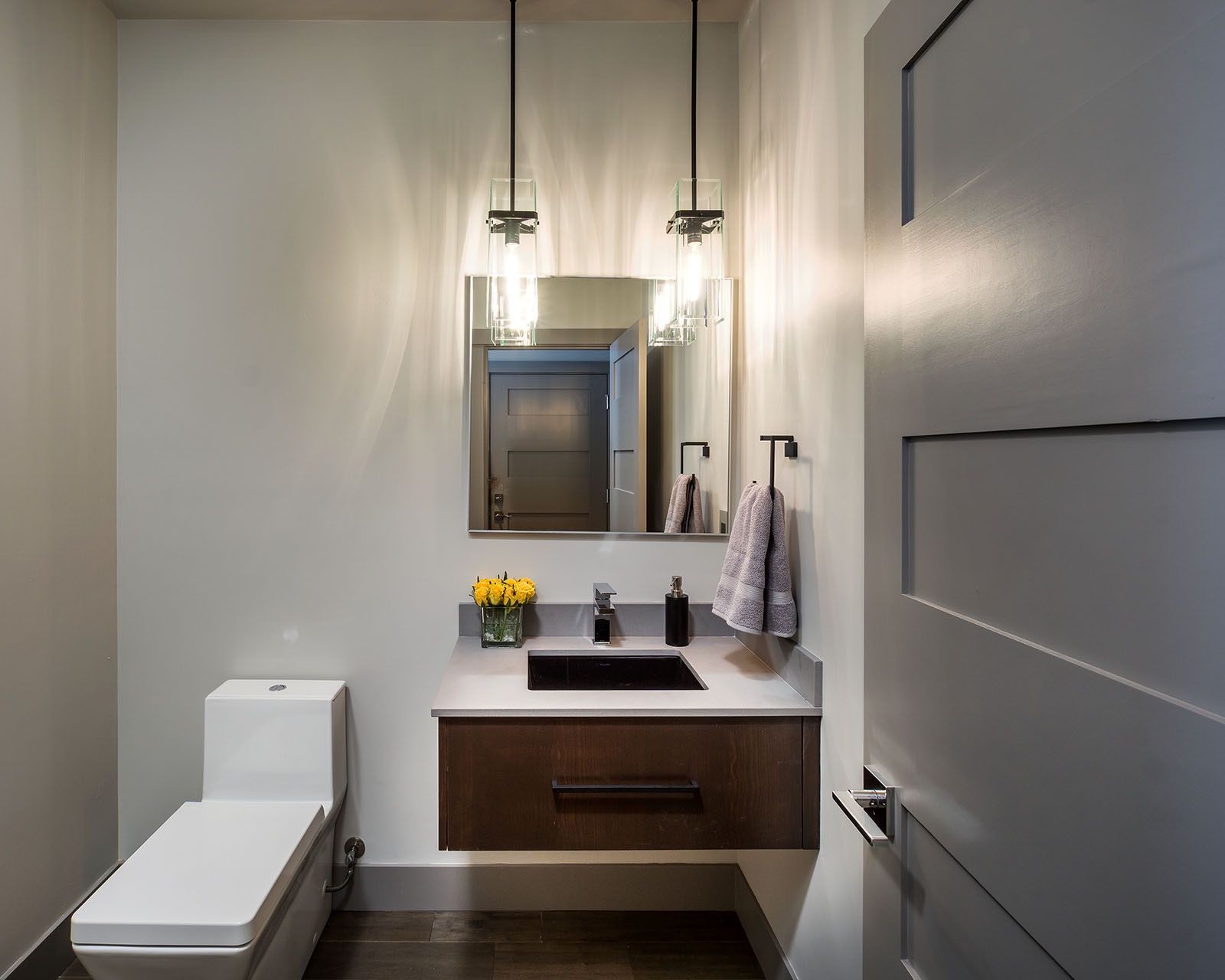 Contemporary Half Bathroom Furniture And Pendant Lighting Ideas (View 3 of 18)