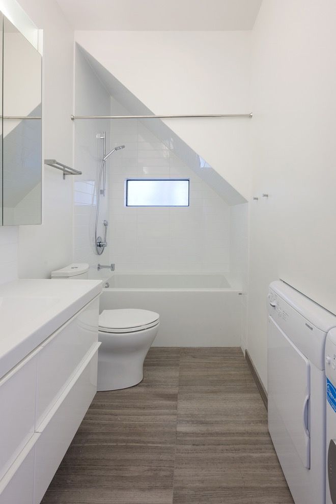 Smart Modern Attic Bathroom And Laundry Room Combine In One Room (View 7 of 15)