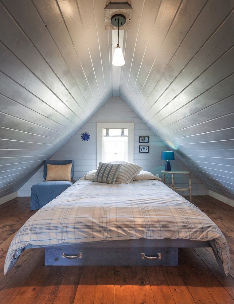 Wood Attic Bedroom In Beach Style (View 20 of 23)