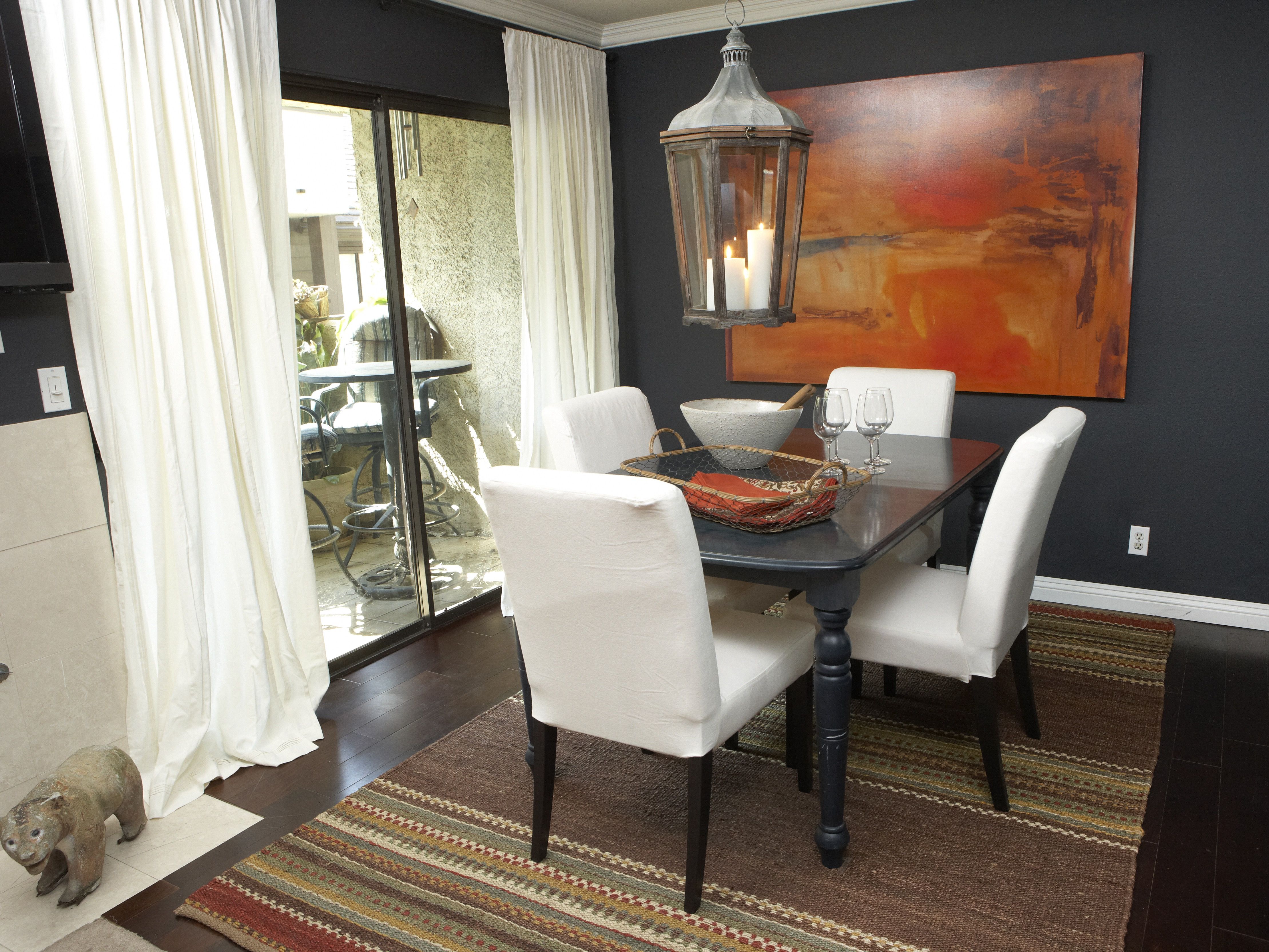Dark Gray Dining Room With Southwestern Accents And Lantern (View 9 of 11)