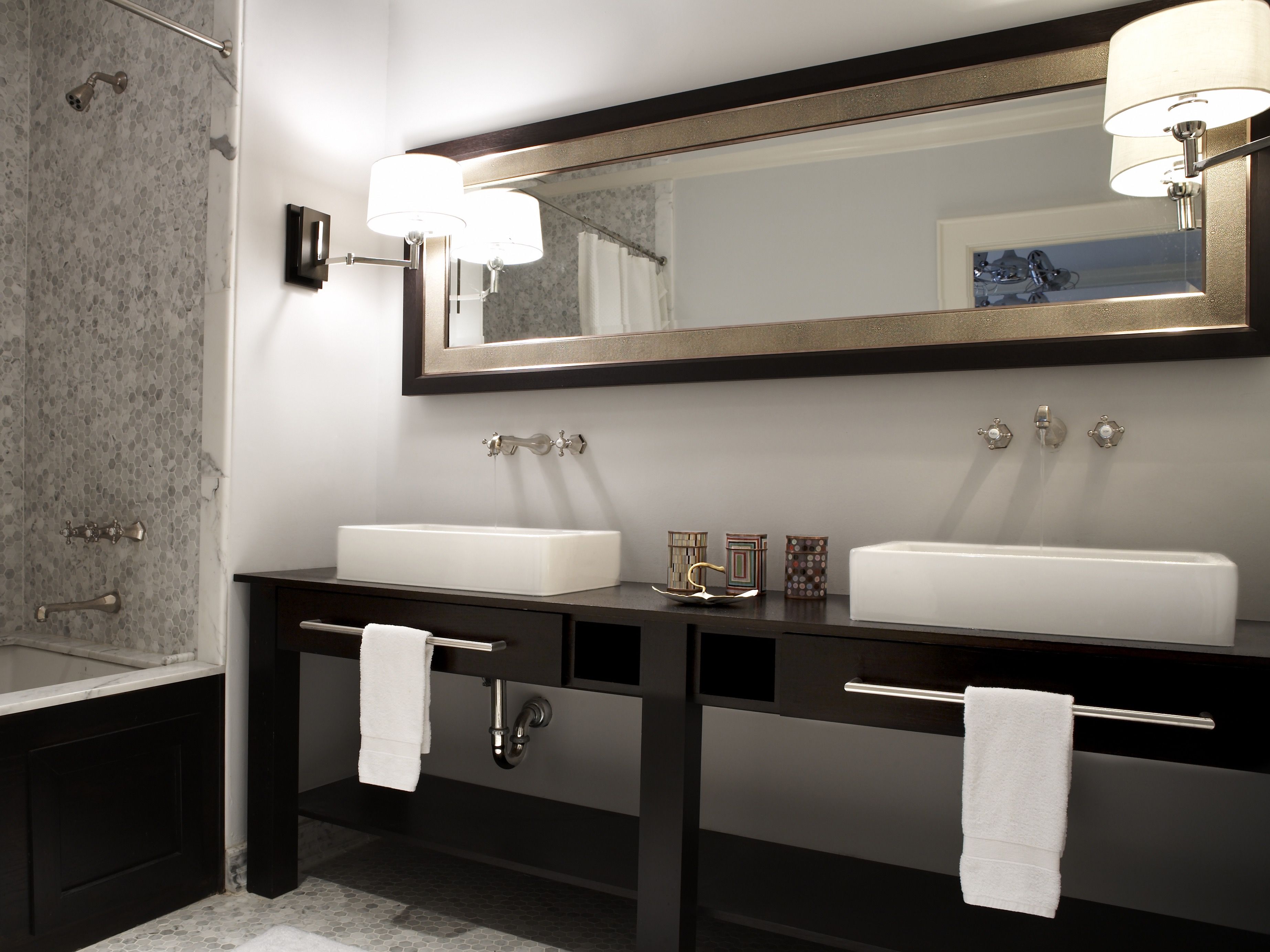 Double Vanity With Modern Lighting (View 15 of 25)