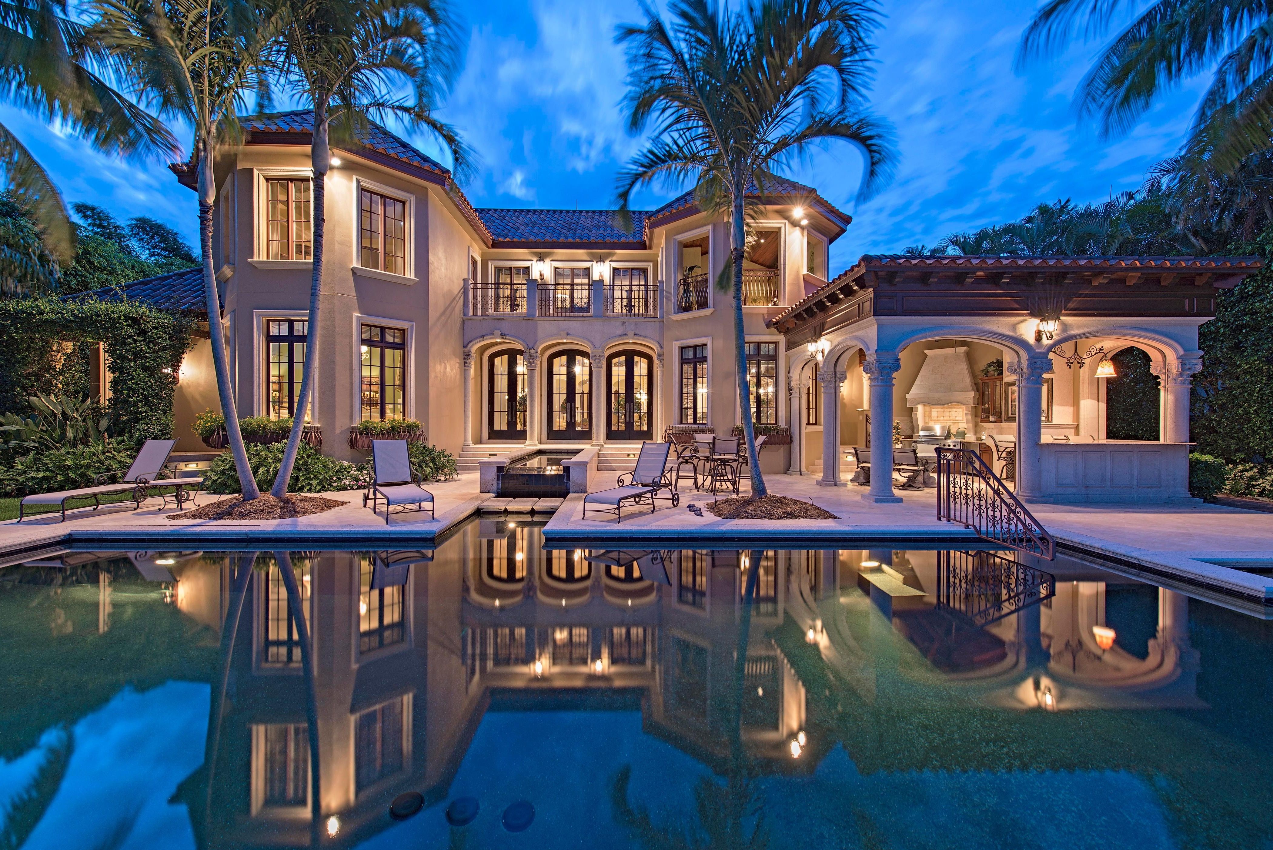 Luxurious Spanish Mediterranean House Exterior With Patio And Swimming Pool (Image 12 of 30)