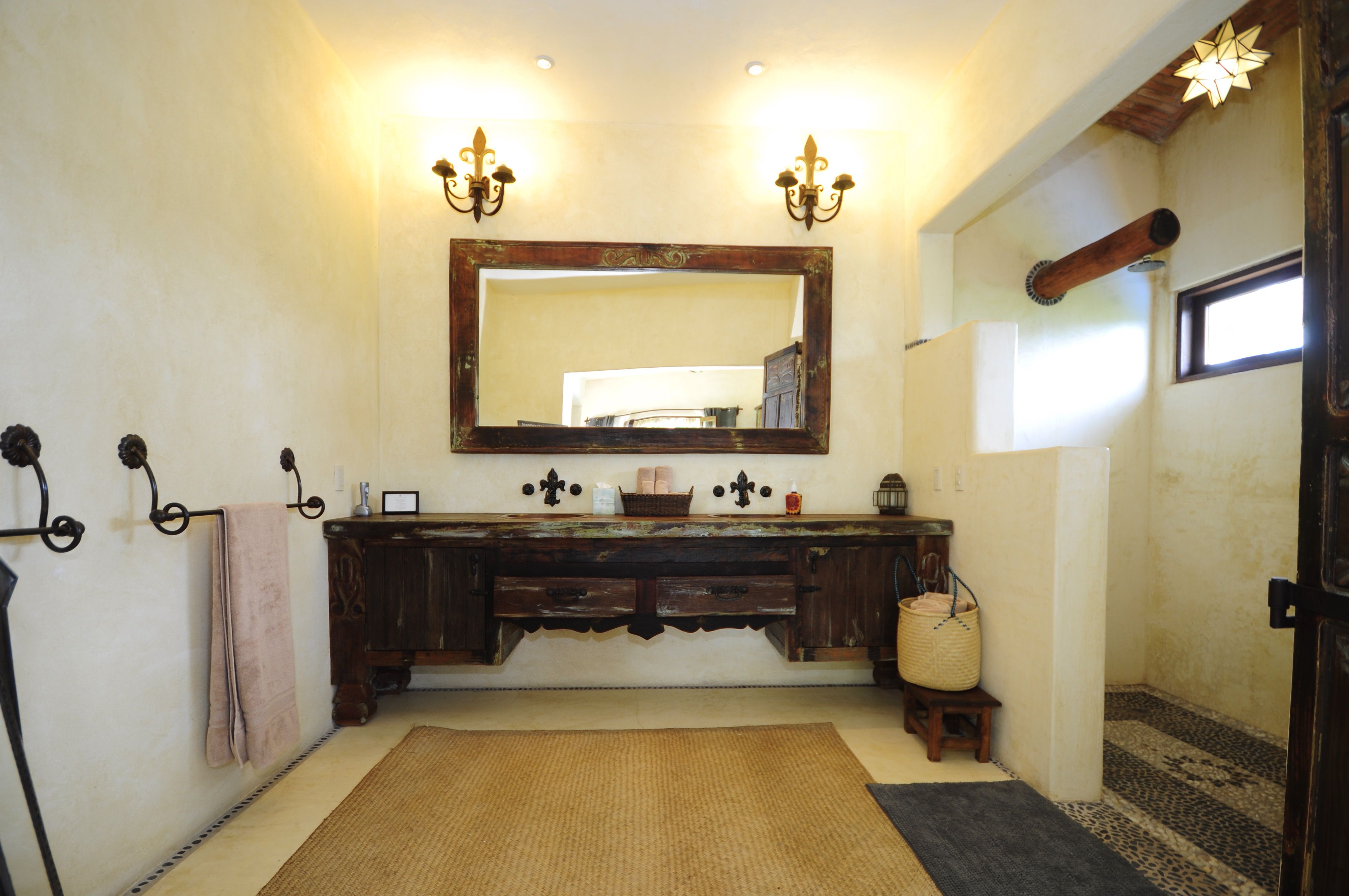 Mediterranean Ethnic Bathroom With Classic Wood Vanity (View 11 of 15)