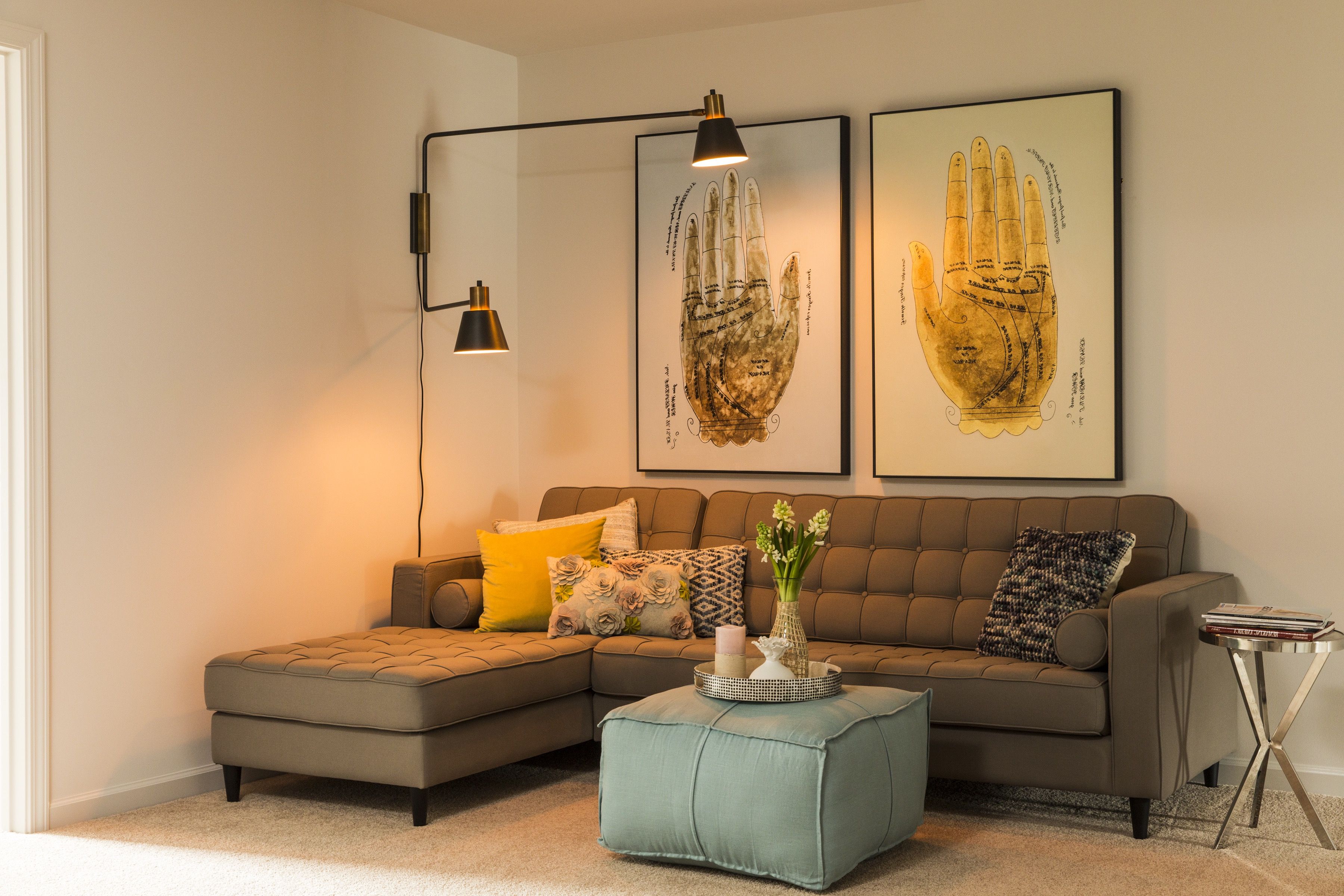 Modern Living Room With Framed Wall Pictures With Floor Lamp (View 16 of 30)