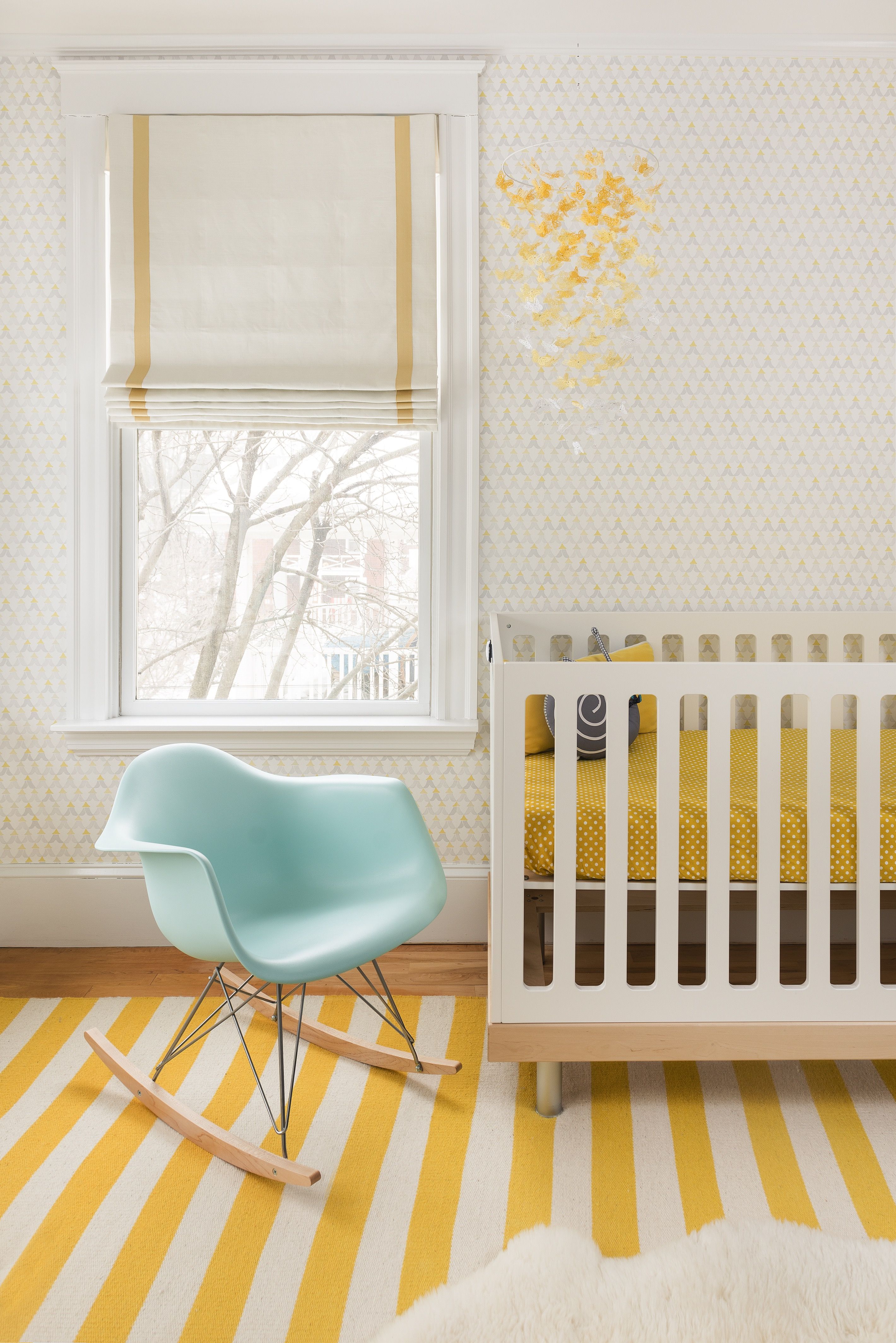 Modern Nursery With Blue Eames Rocking Chair (View 18 of 33)