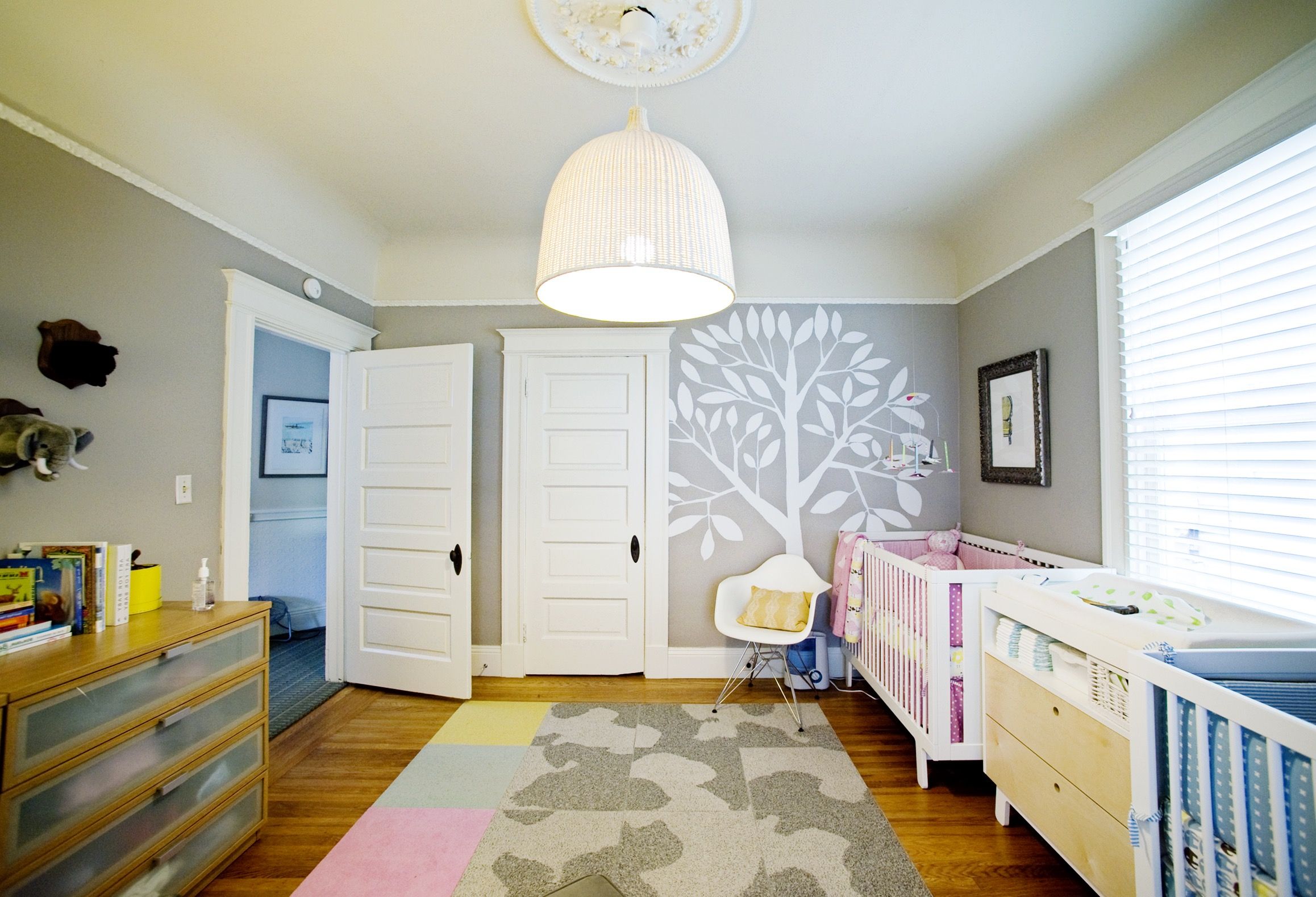 Modern Twin Nursery With Charming Wall Art And Lighting (View 31 of 33)