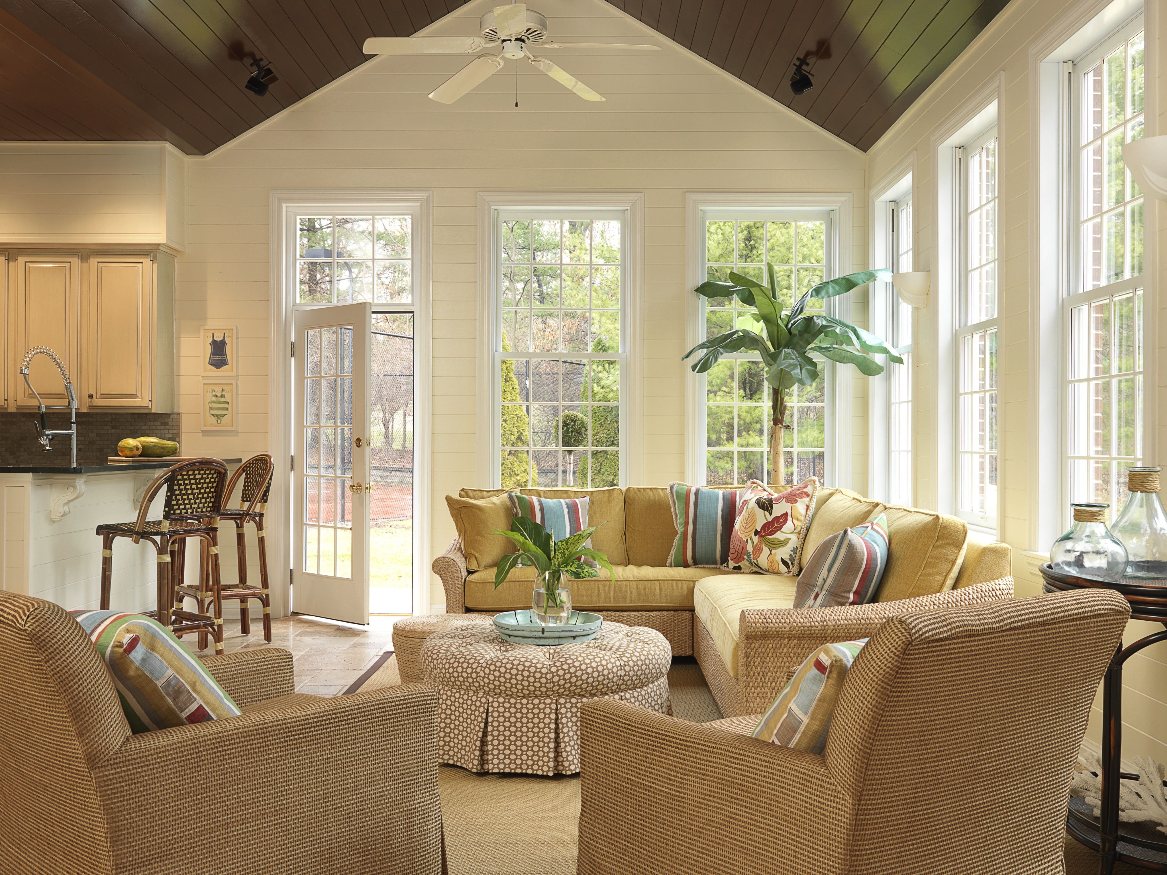 Tropical Poolhouse Living Room With Wicker Furnishings (View 20 of 30)