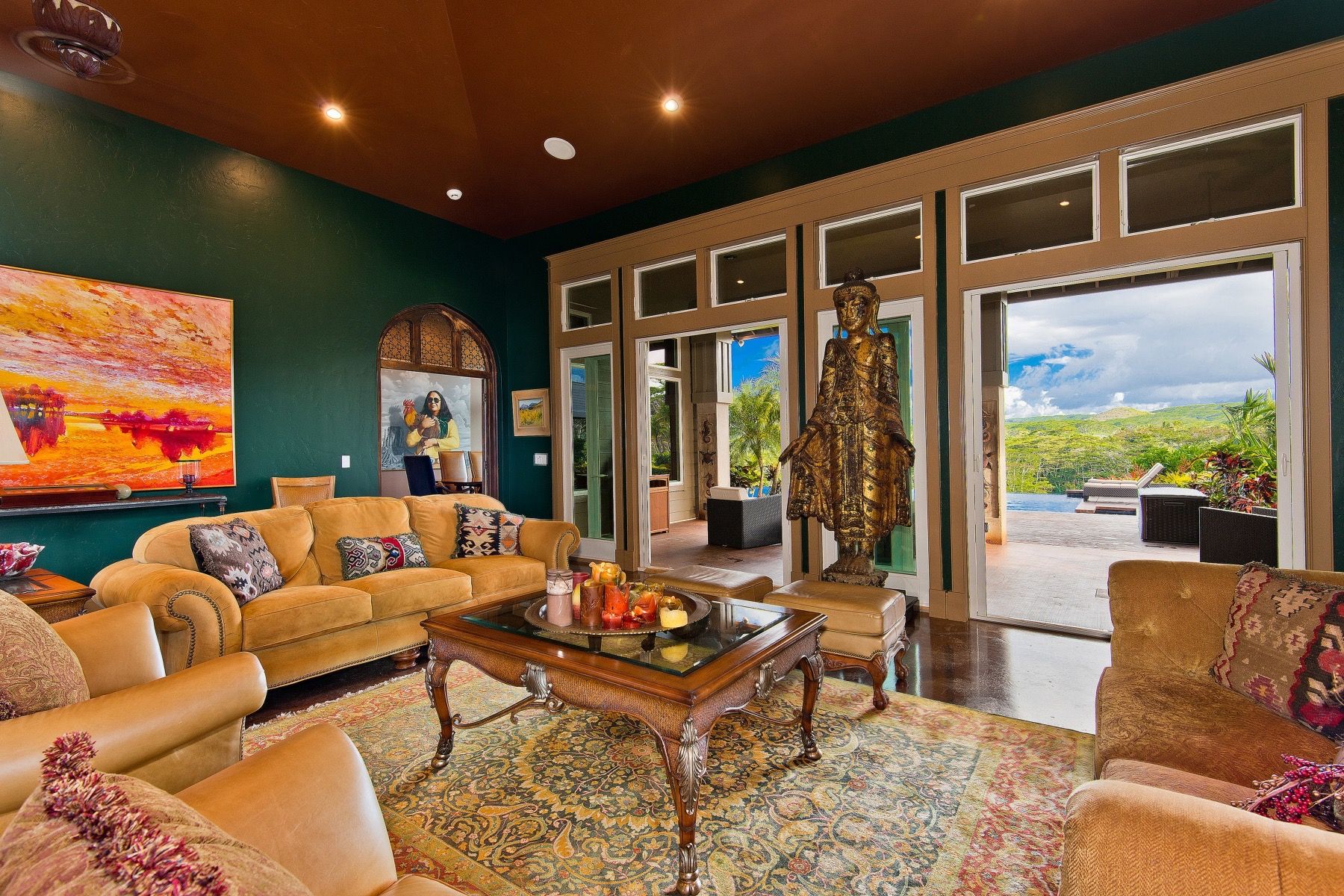 Warm Rich Colors In Tropical Living Room (View 25 of 30)