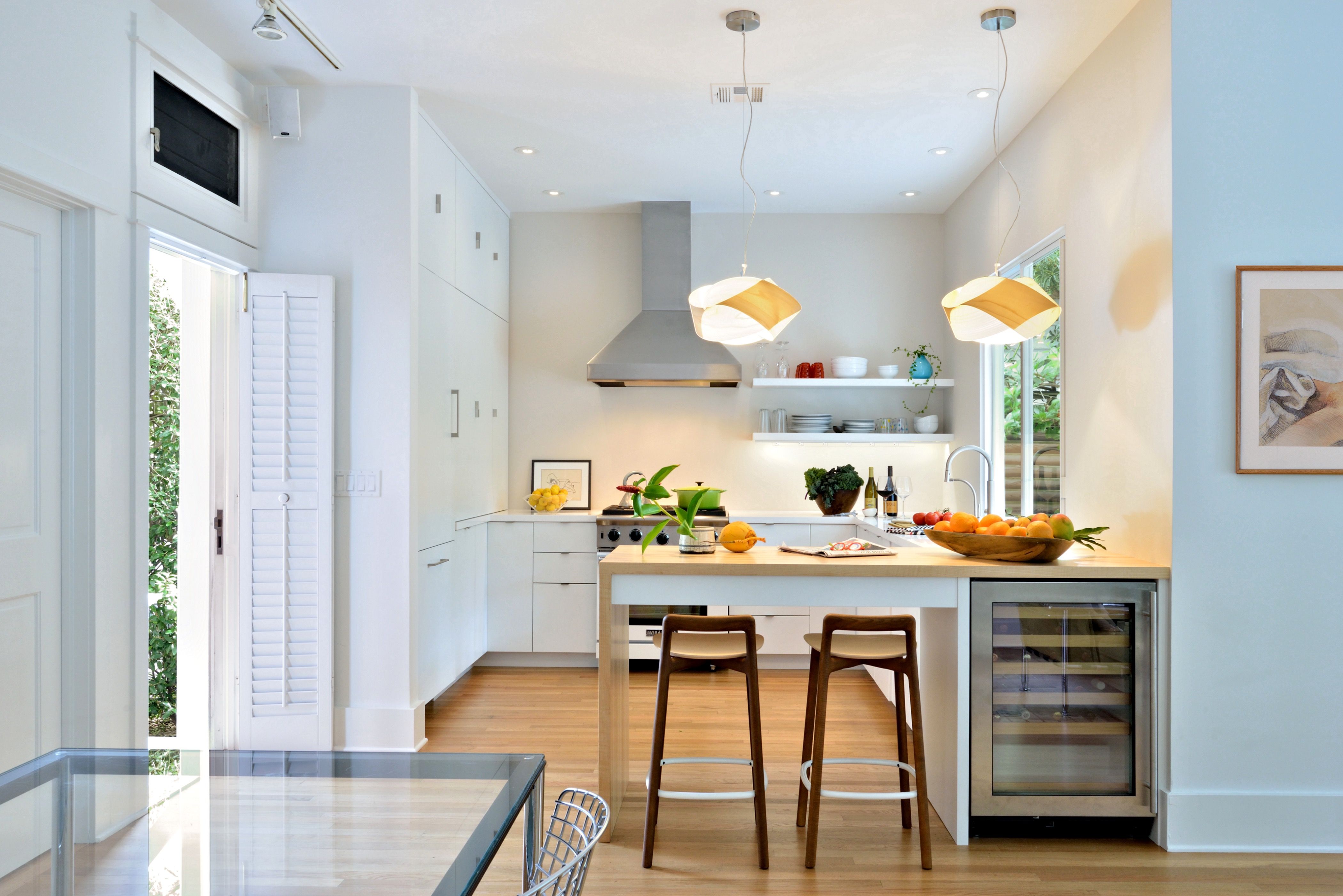 White Contemporary Small Kitchen With Pendants (View 10 of 24)