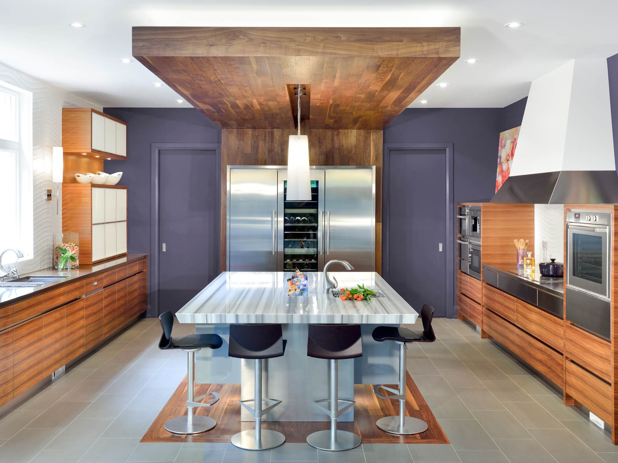 Wood Paneled Drop Ceiling For Modern Kitchen (View 9 of 31)