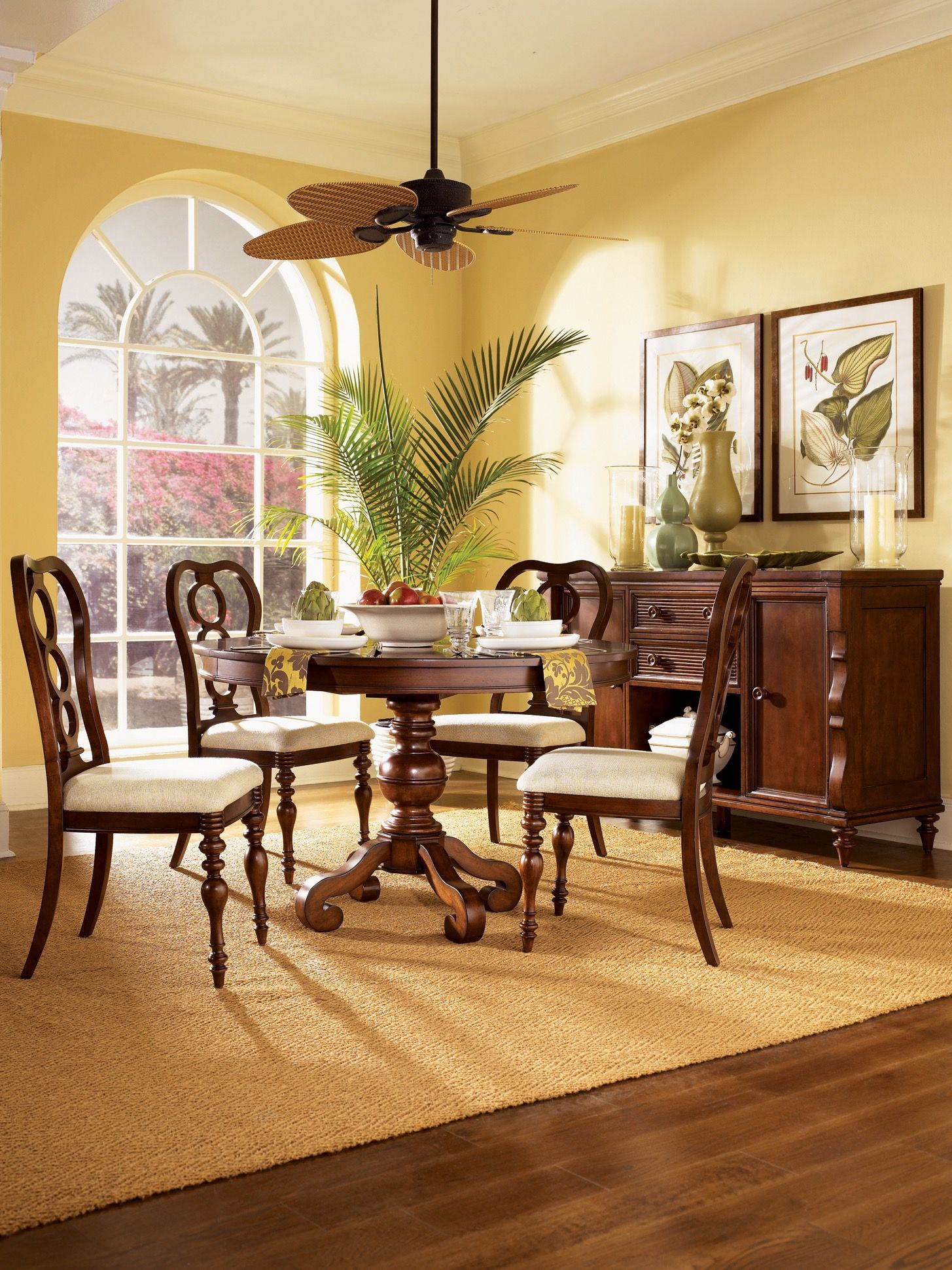 Yellow Dining Room With Tropical Accents (View 27 of 30)