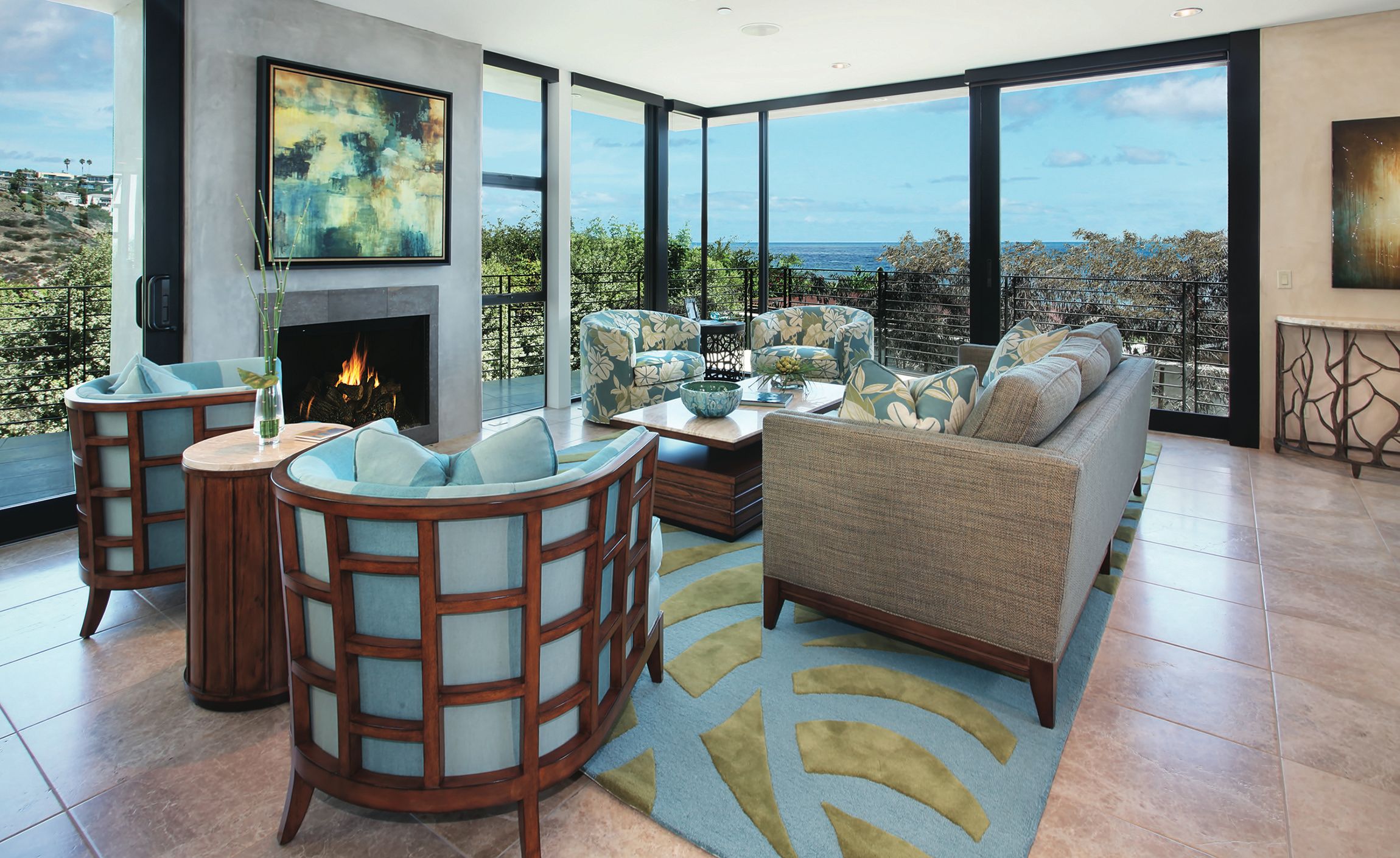 Cozy Modern Tropical Living Room With Tropical Floral Patterns (View 3 of 30)