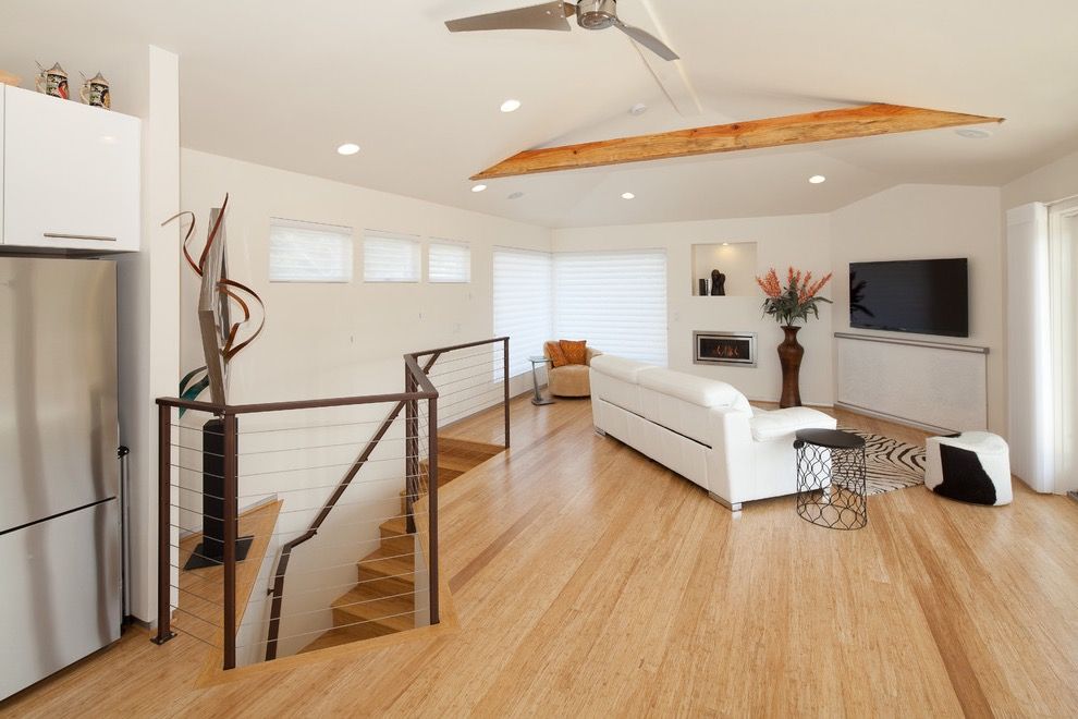 Modern Bamboo Flooring For Trendy Loft Style Family Room (View 8 of 20)