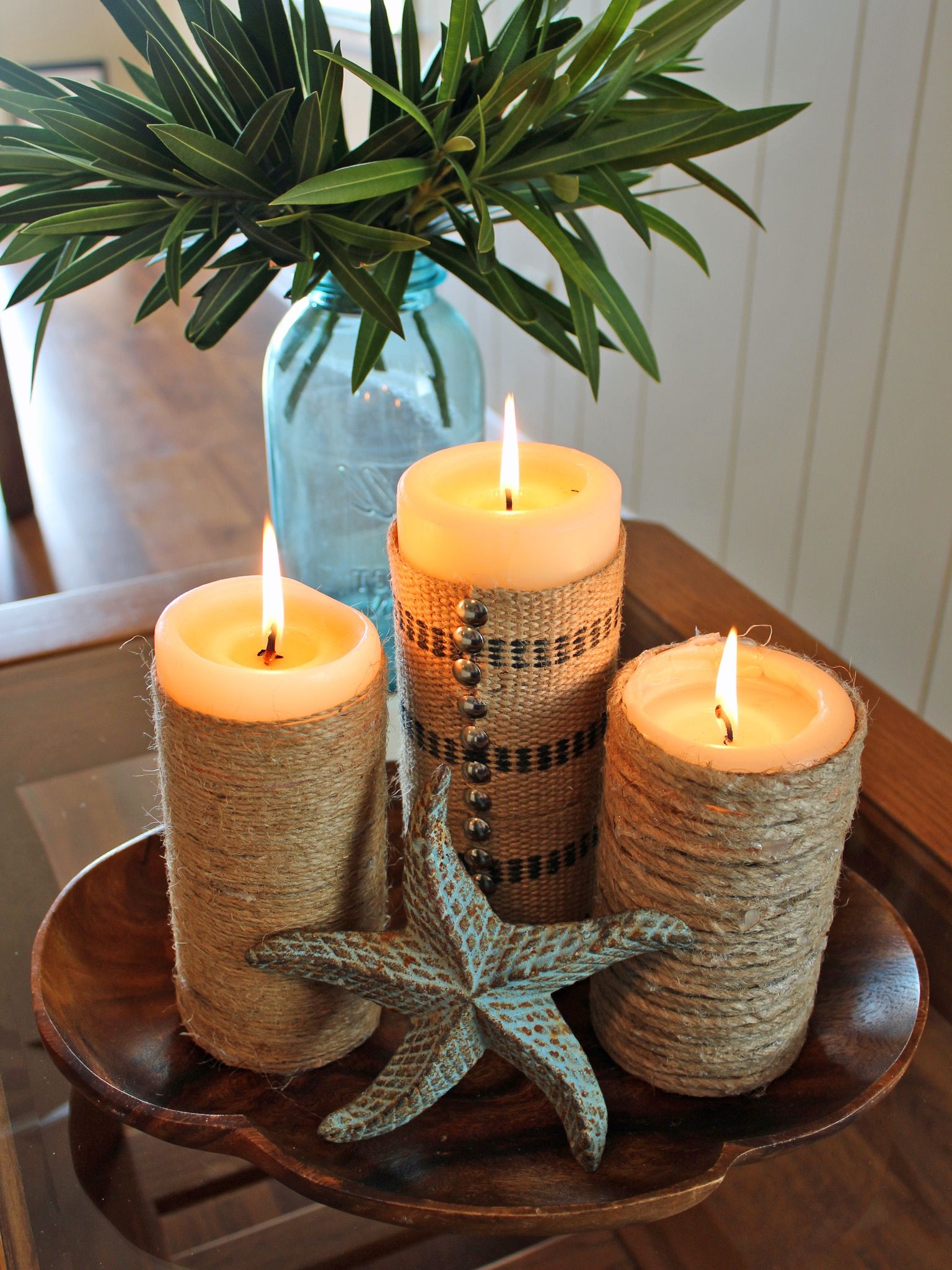 Twine Wrapped Candles Centerpieces (View 17 of 20)