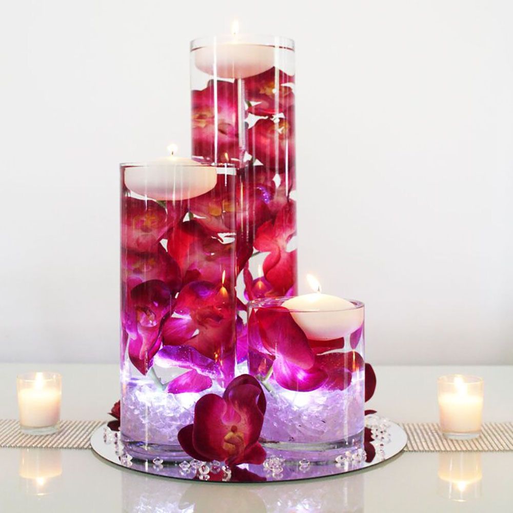 Romantic Submerged Flowers And Candle Wedding Centerpieces (View 7 of 10)