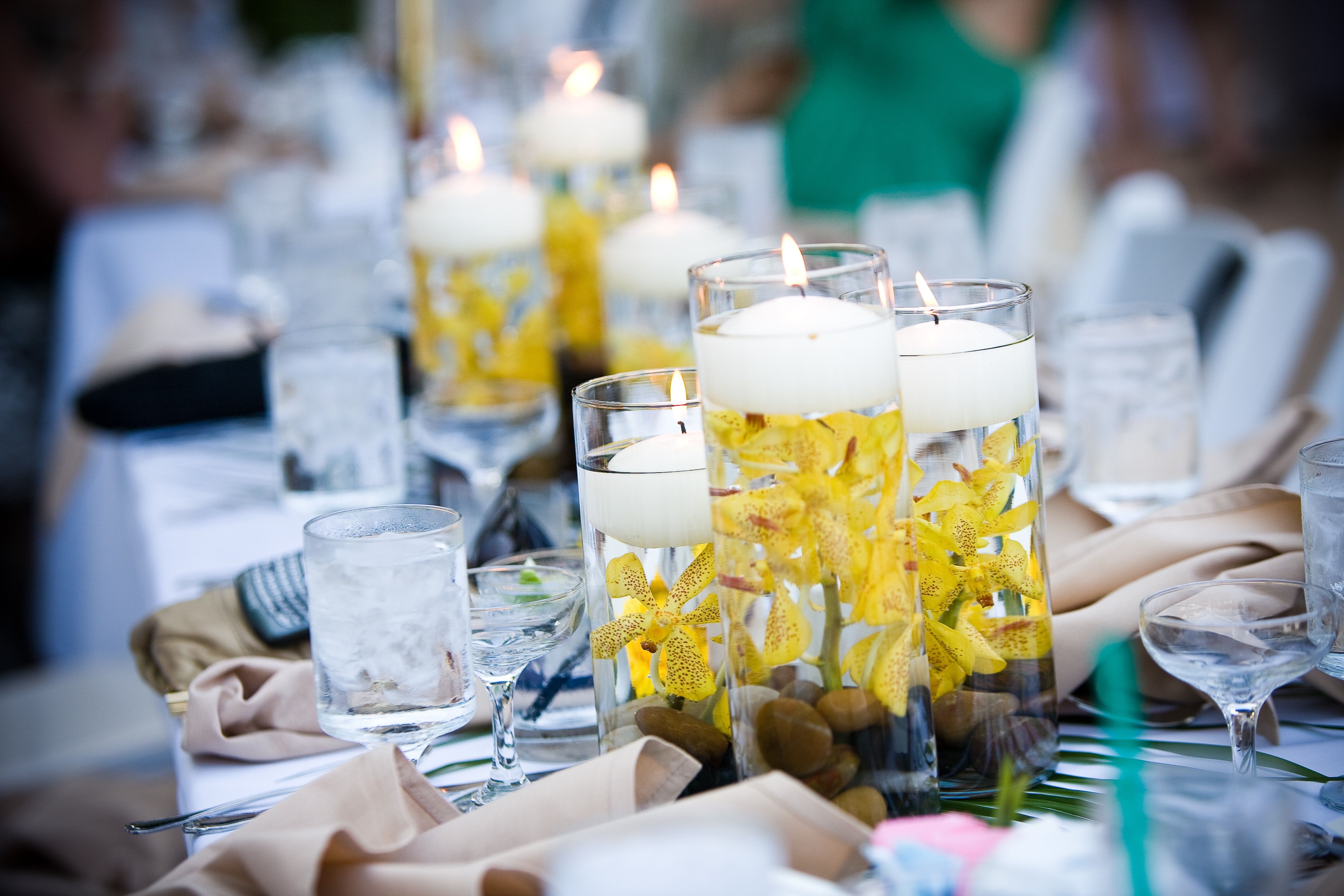 Yellow Submerged Orchids Wedding Centerpieces Decoration (View 10 of 10)