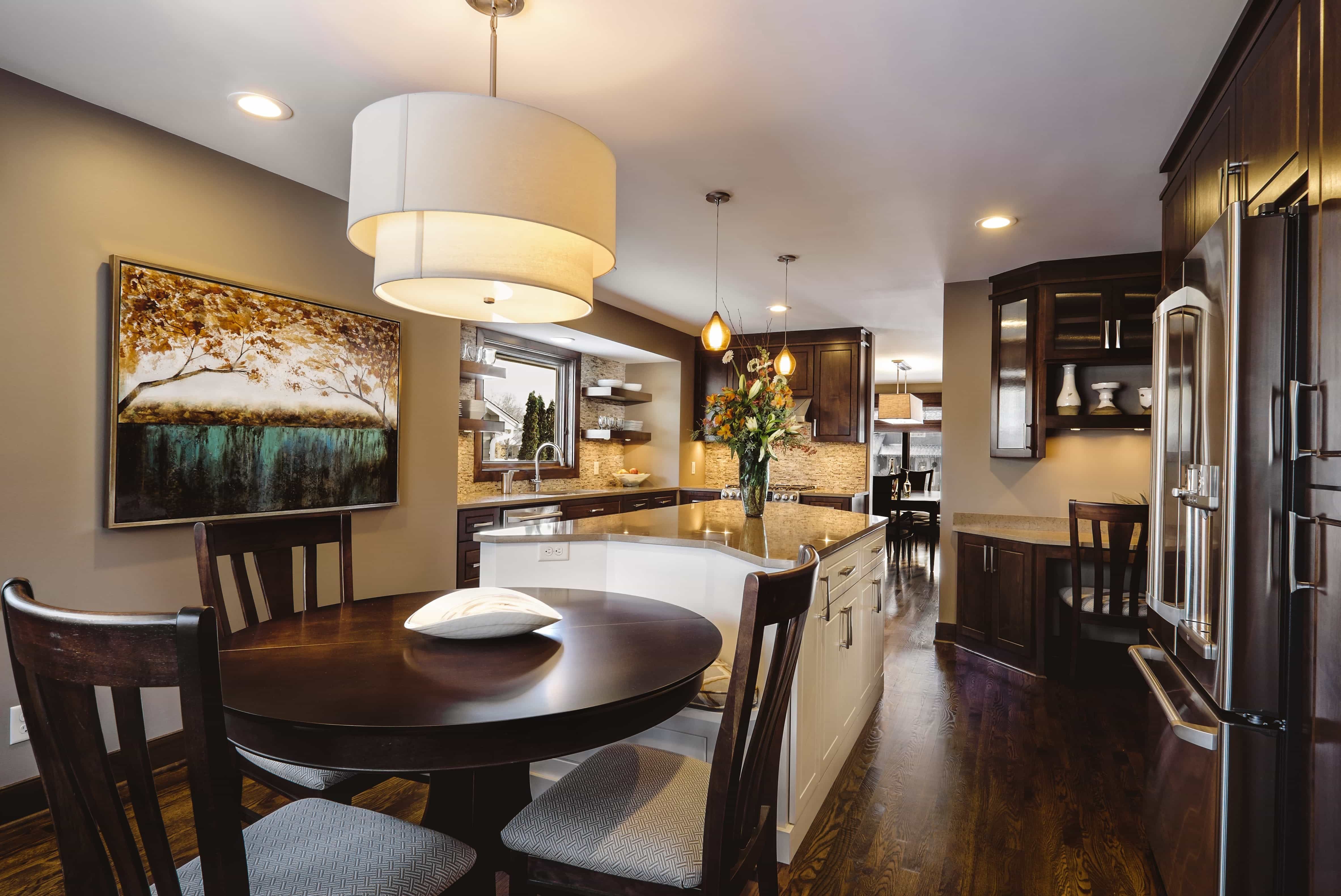 Brown Contemporary Kitchen With Round Dining Table (View 23 of 25)
