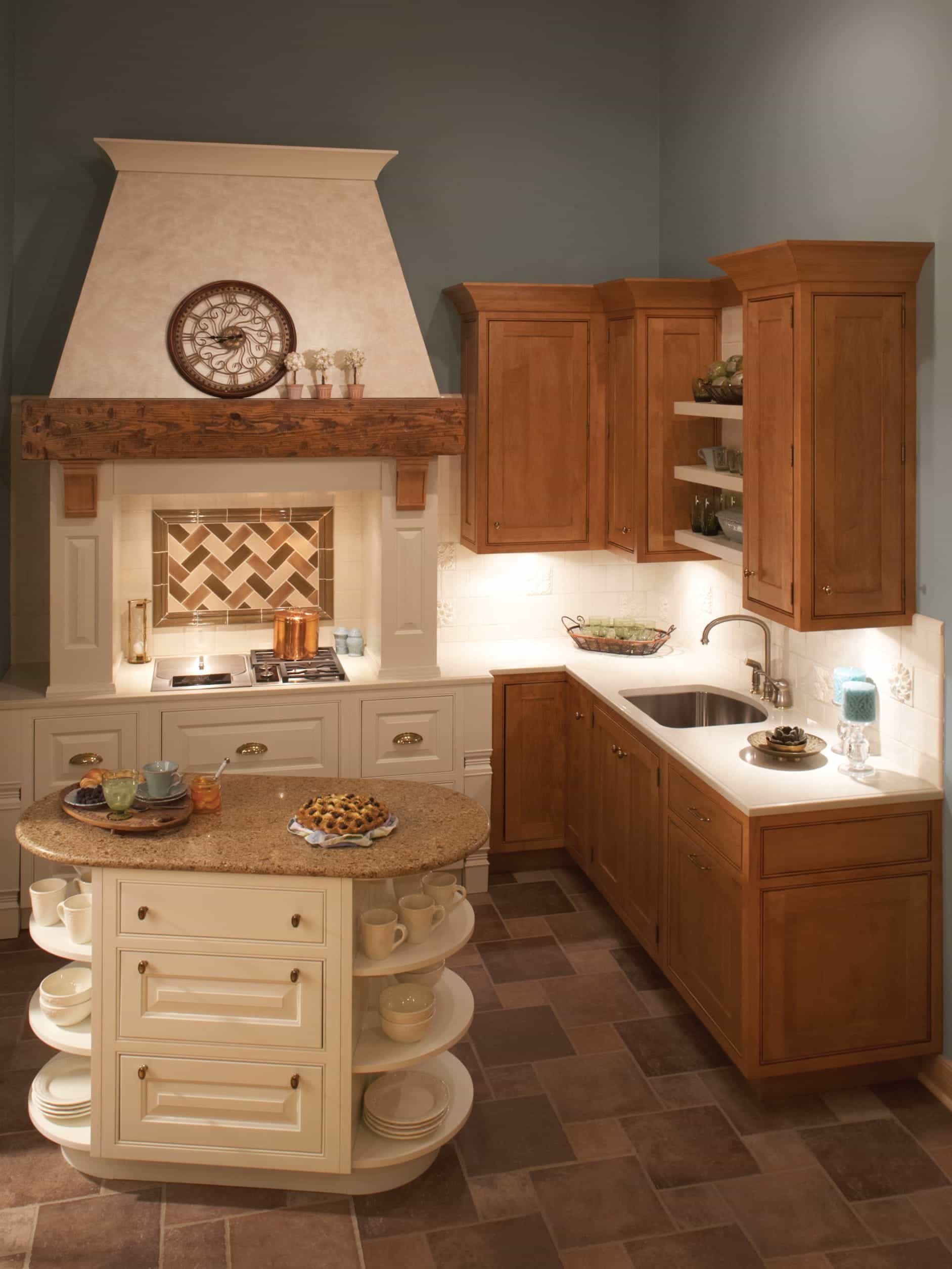 Gray Southwestern Kitchen Cabinets With A Small Center Island (View 7 of 26)