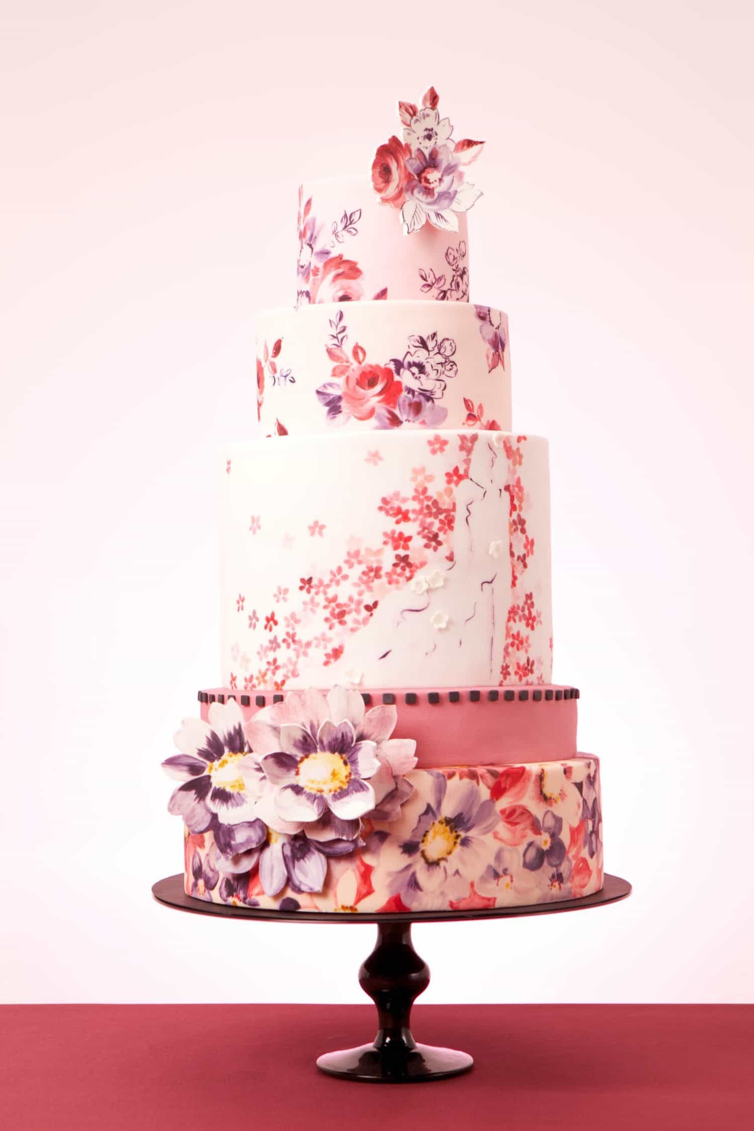 Hand Painted Floral Wedding Cake (View 17 of 25)