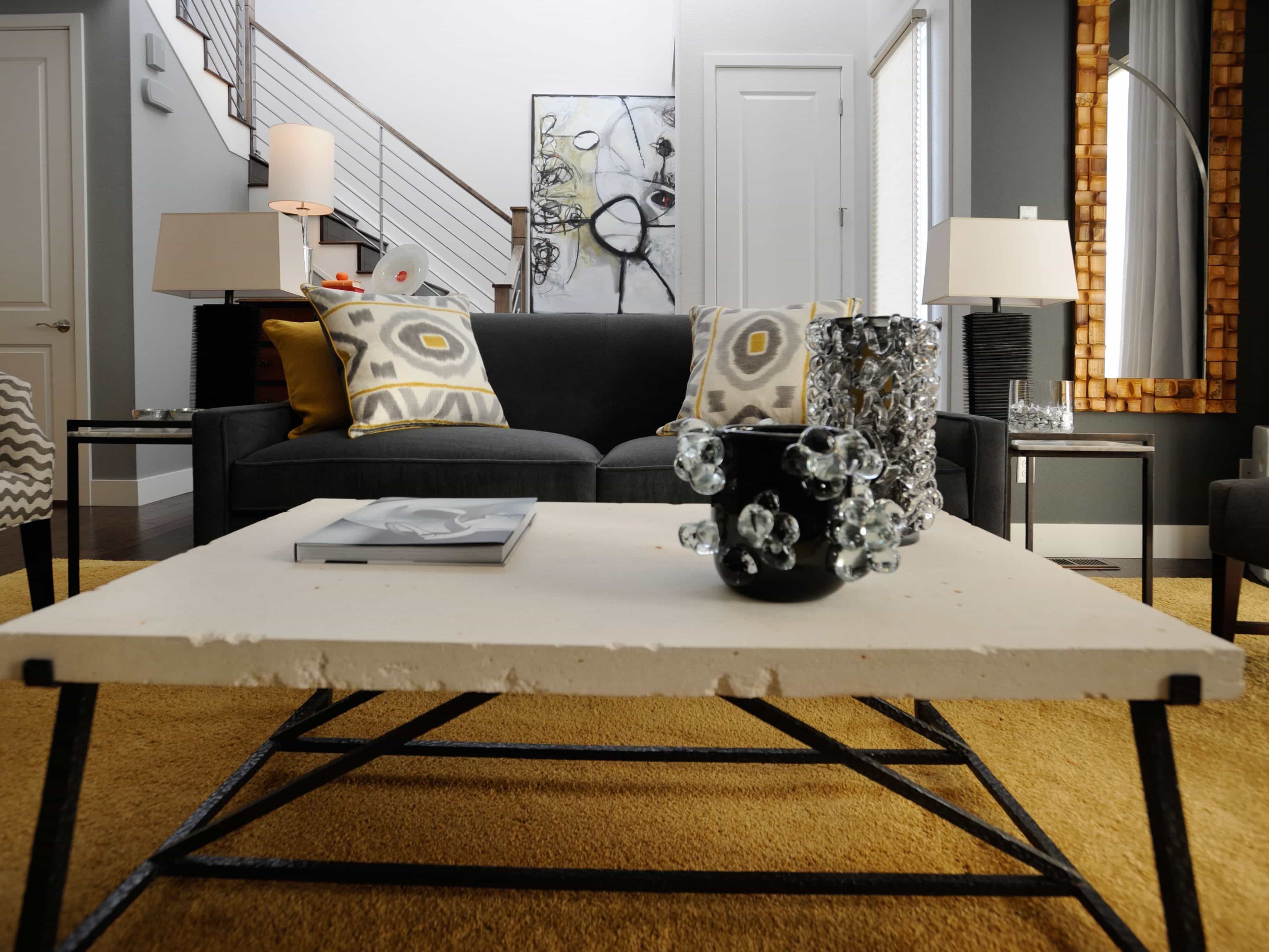 Industrial Coffee Table In Transitional Living Room (View 10 of 32)