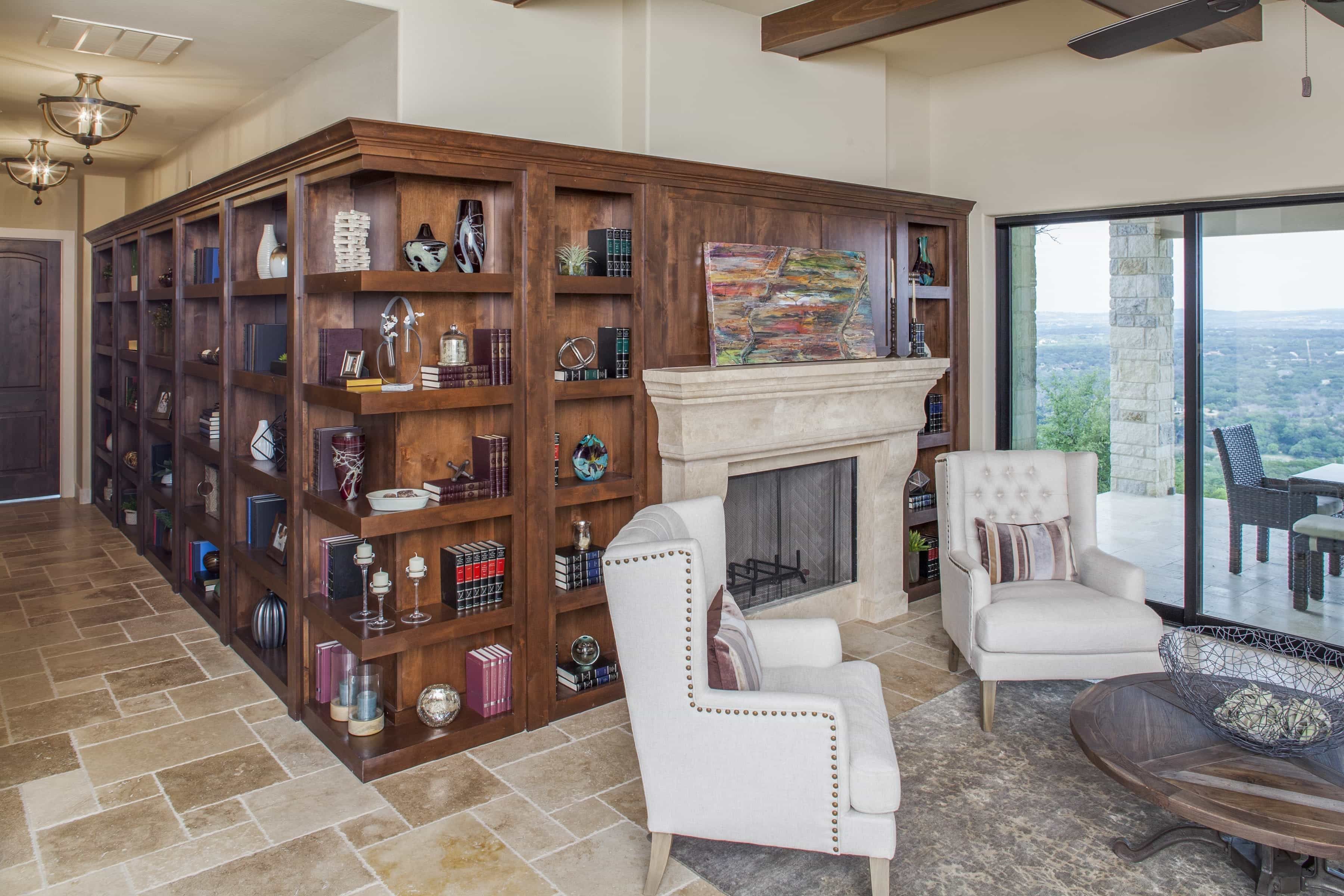 Modern Large Wooden Bookcases Conceal Secret Wine Room (View 6 of 29)