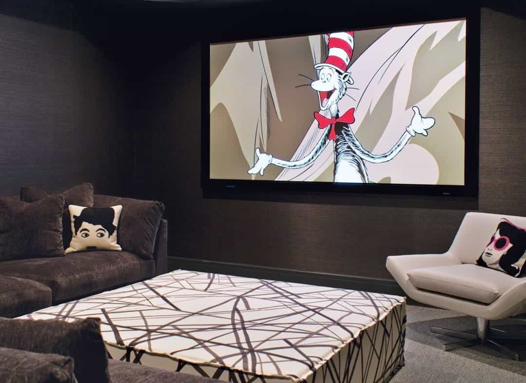 Neutral Movie Room In Contemporary Home (View 13 of 21)