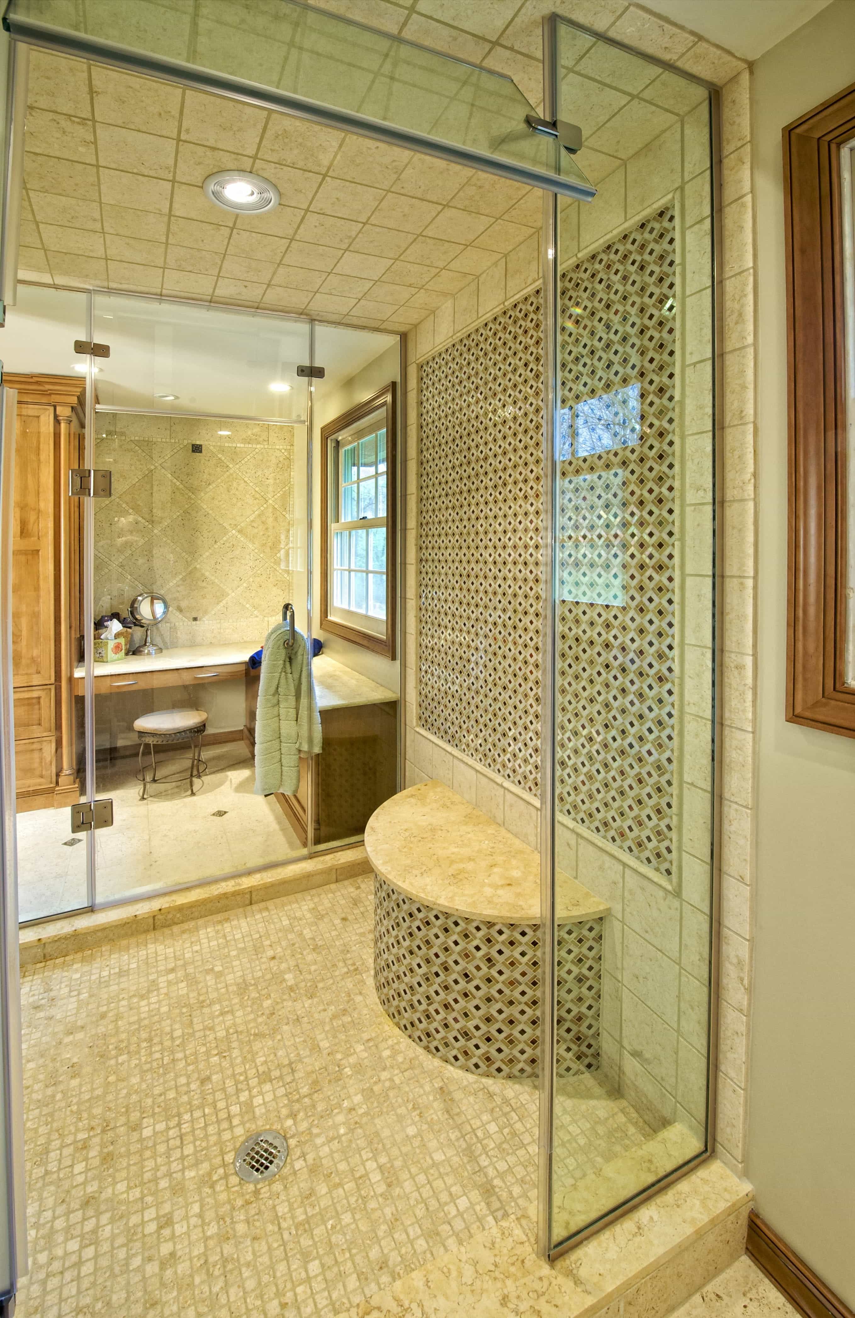 Soft Green Glass Showers Bathroom With Dual Doors For Easy Entry (View 6 of 12)