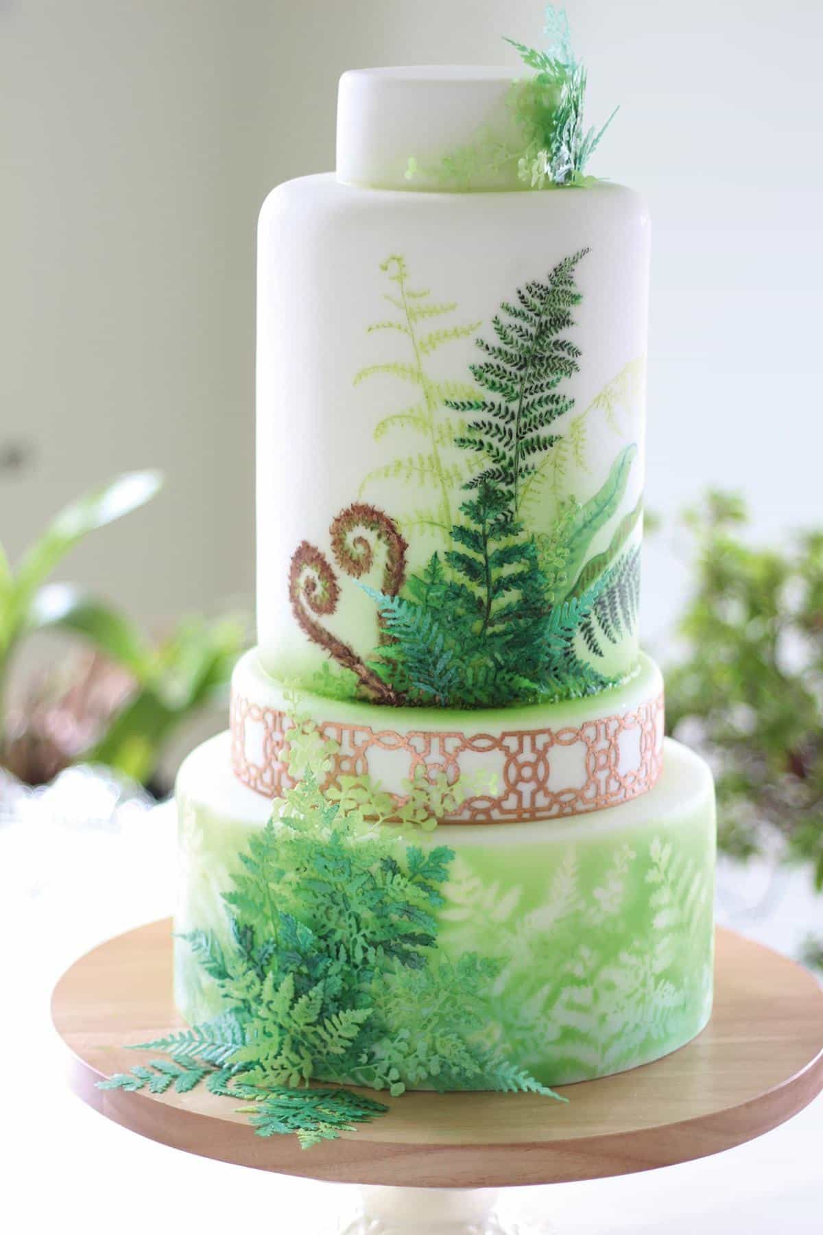 Green Floral Wedding Cake (View 23 of 25)