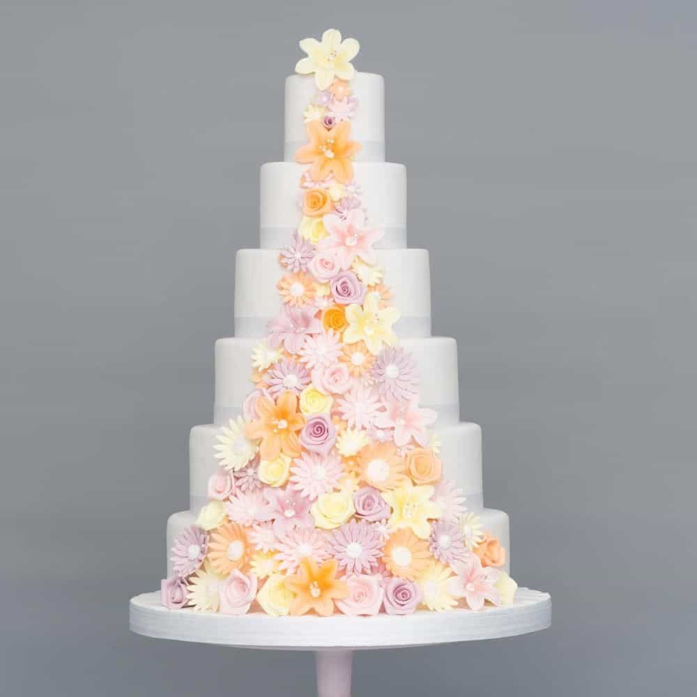 Incredible Wedding Cake With Colorful Floral Detail (View 19 of 25)
