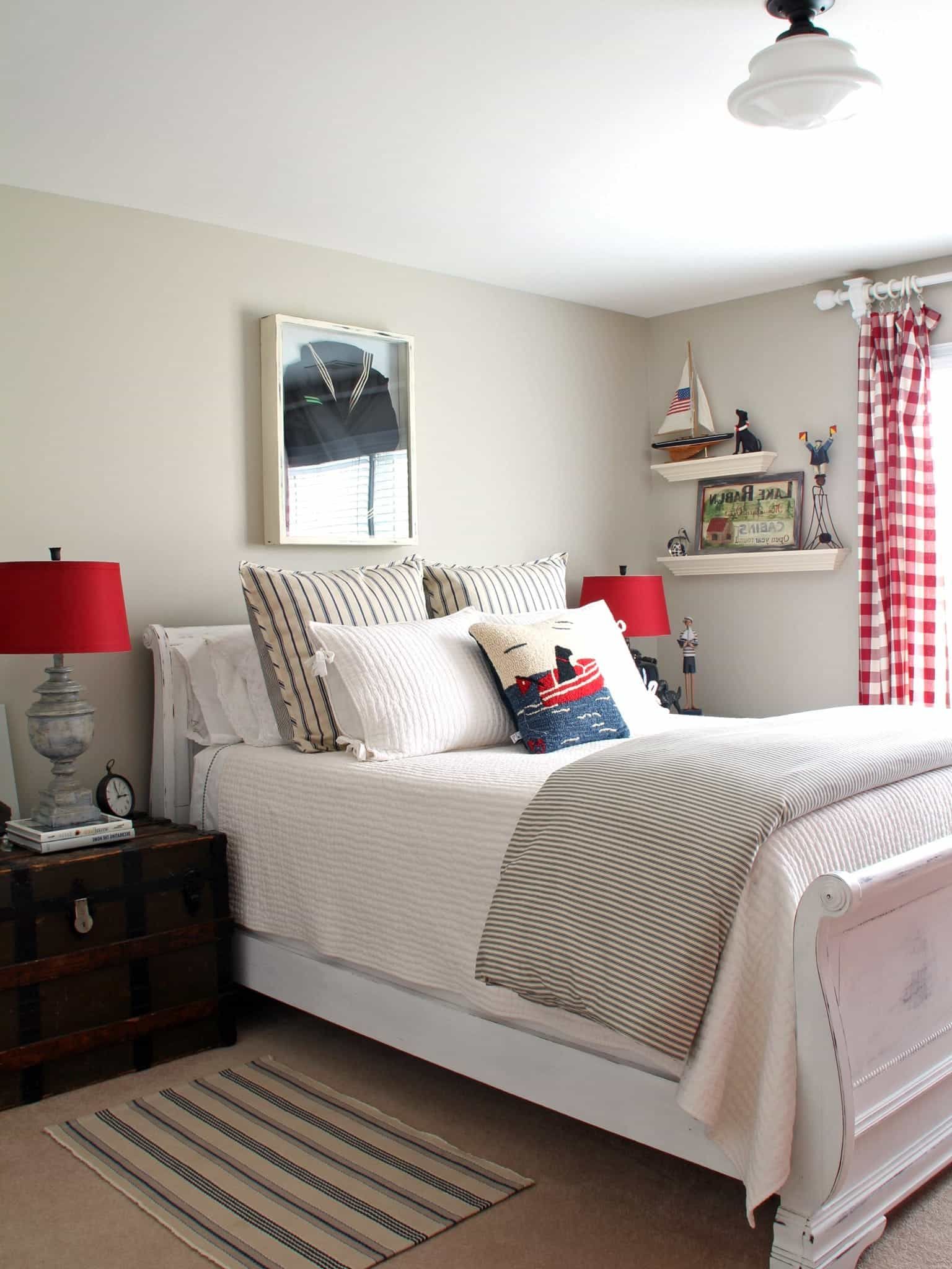 Kid’s Bedroom Features A Nautical Theme With Striped Fabrics And Sailboat Accessories (View 12 of 27)
