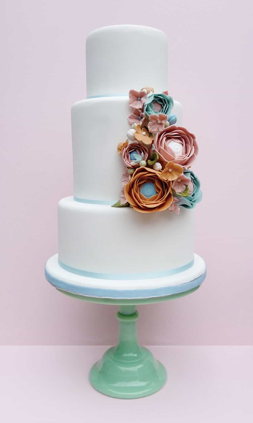 Simple Floral Wedding Cake (View 6 of 25)