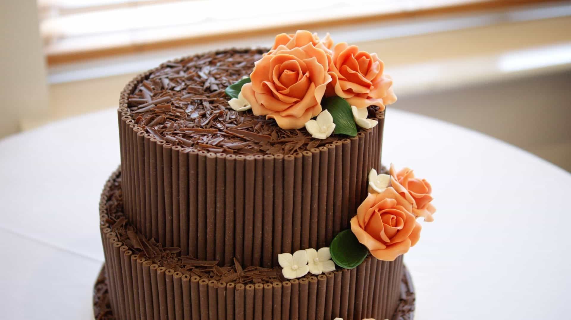 Two Tiers Wedding Chocolate Cake (View 7 of 30)